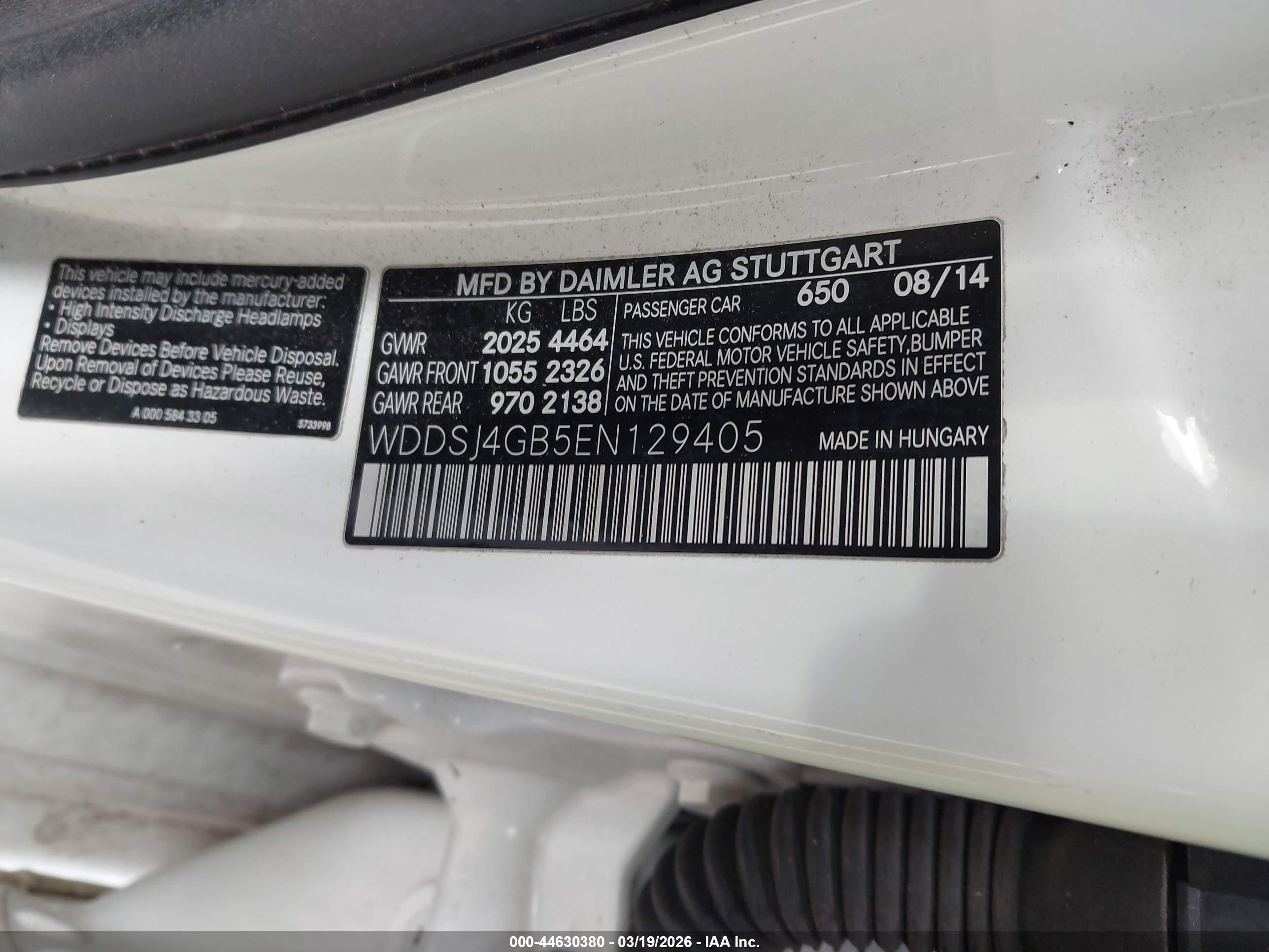 2014 Mercedes-benz Cla 250 4matic White vin: WDDSJ4GB5EN129405