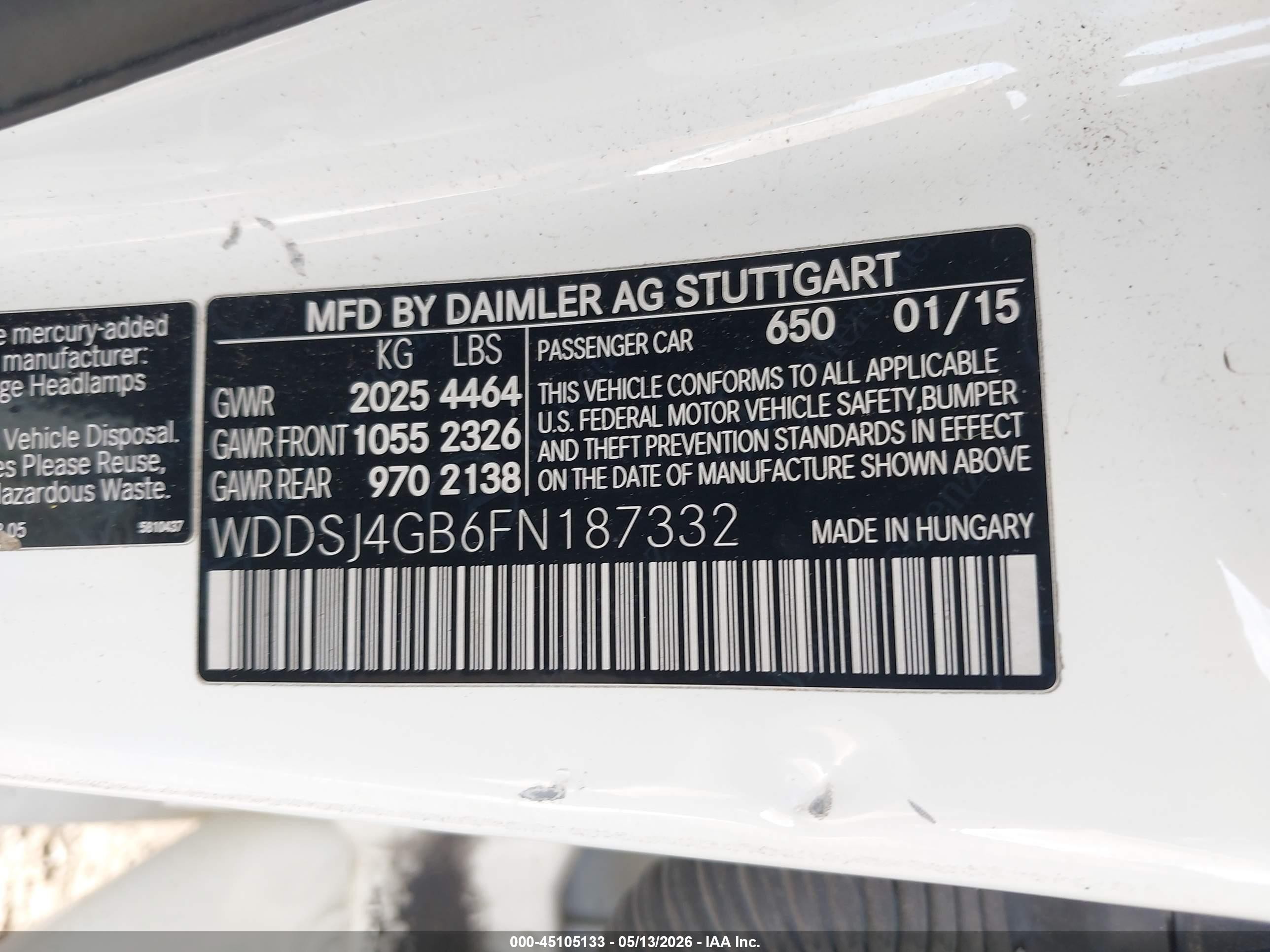 2015 Mercedes-benz Cla 250 4matic Белый vin: WDDSJ4GB6FN187332