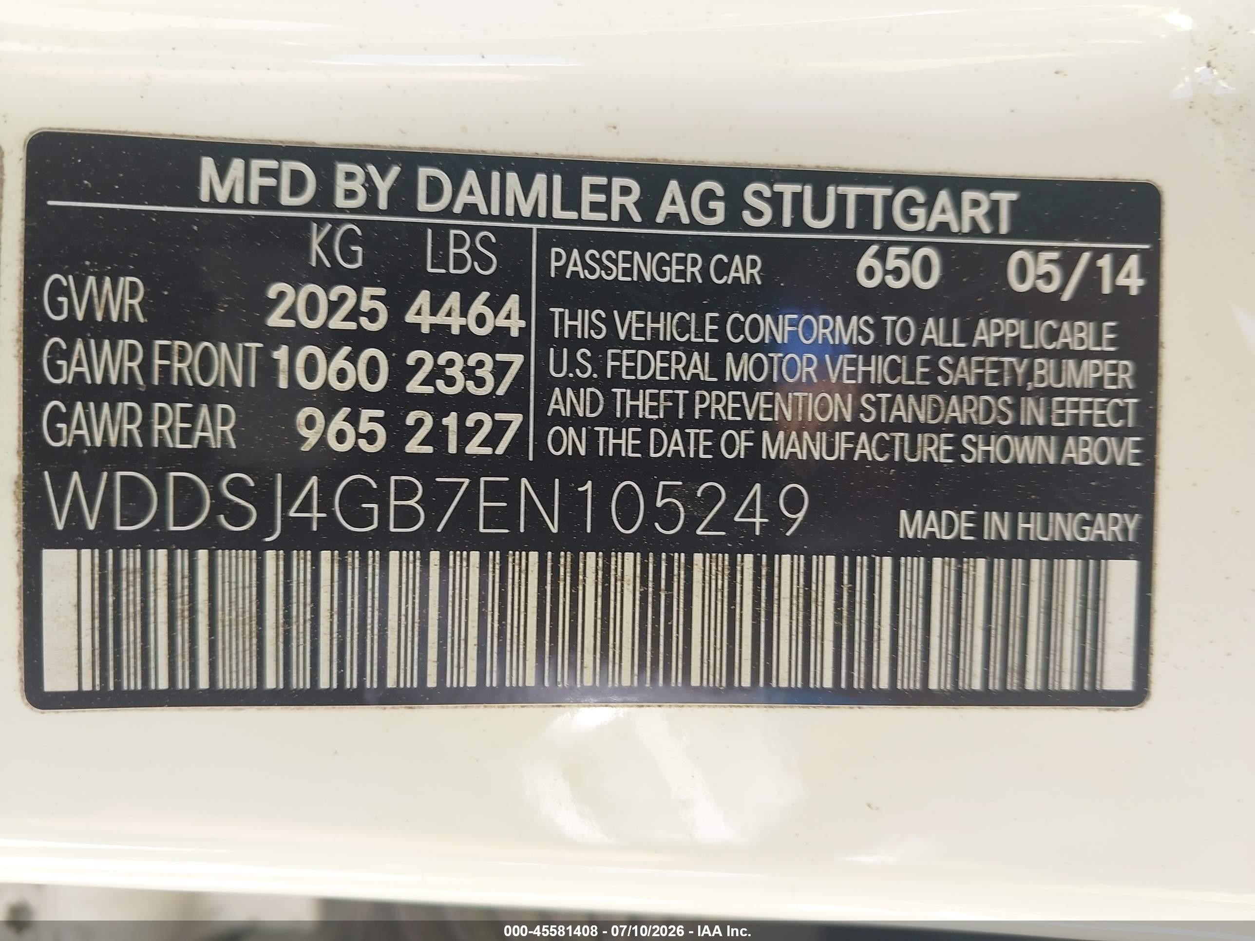 2014 Mercedes-benz Cla 250 4matic White vin: WDDSJ4GB7EN105249
