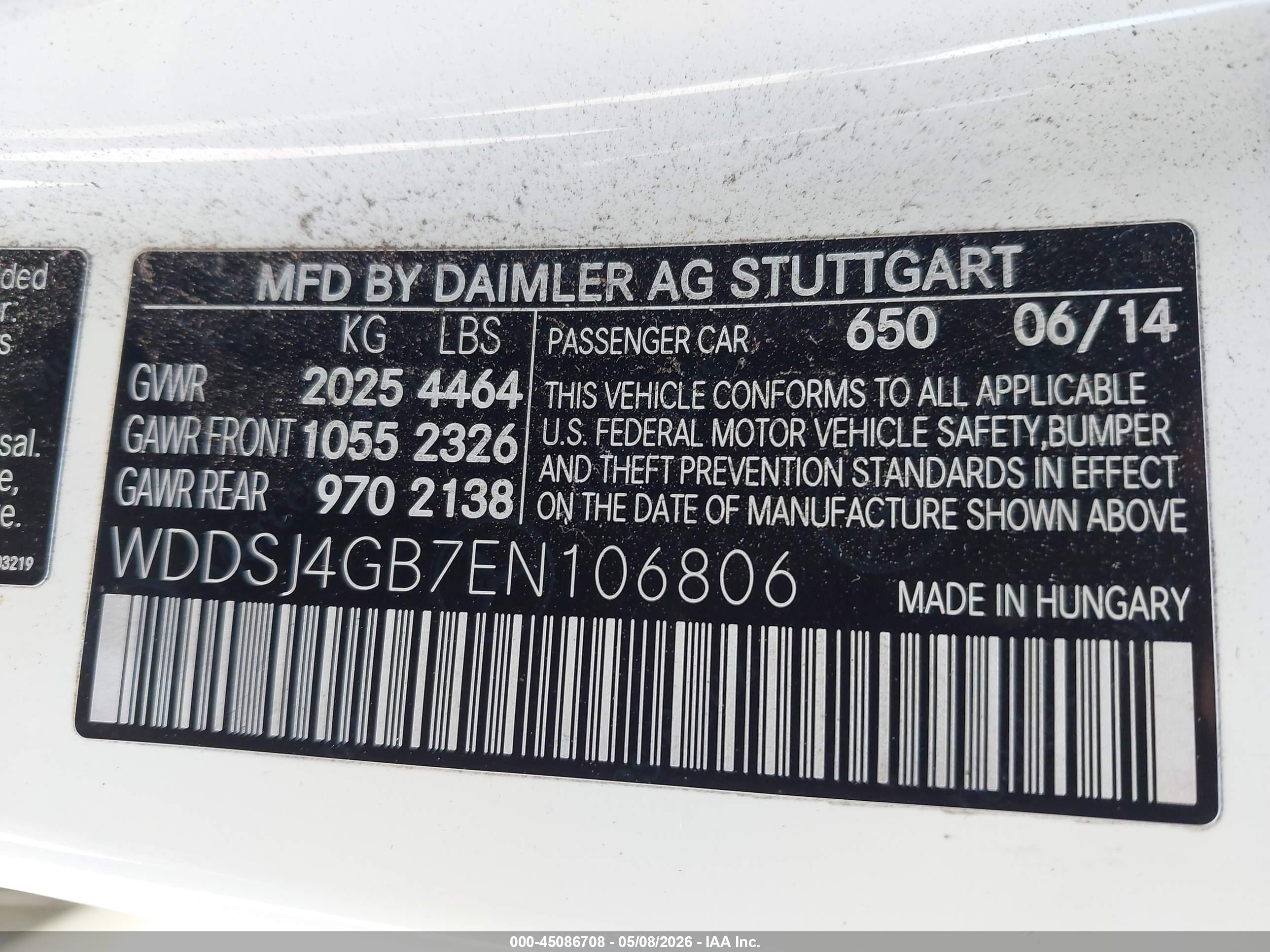 2014 Mercedes-benz Cla 250 4matic White vin: WDDSJ4GB7EN106806