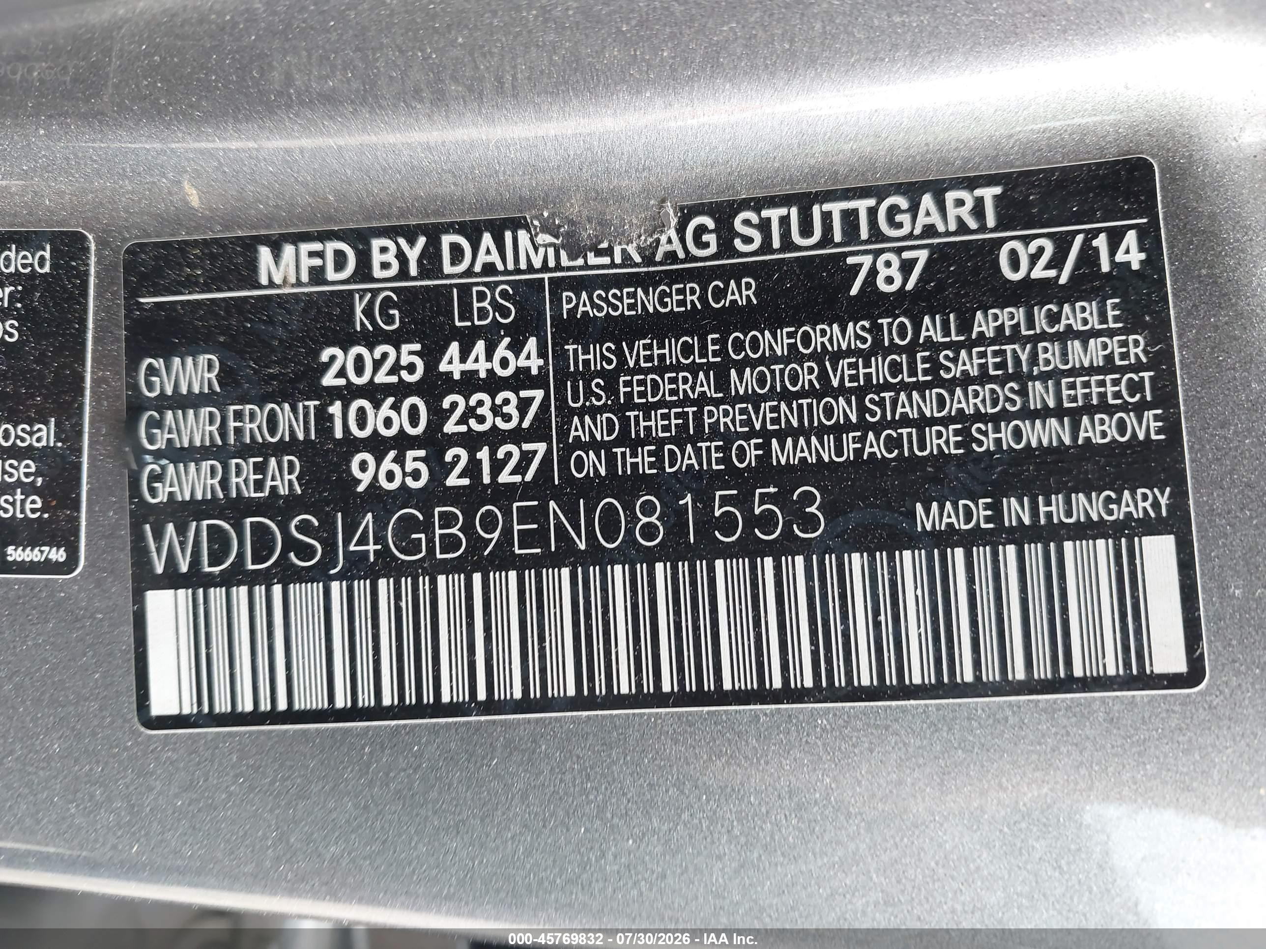 2014 Mercedes-benz Cla 250 4matic Серый vin: WDDSJ4GB9EN081553