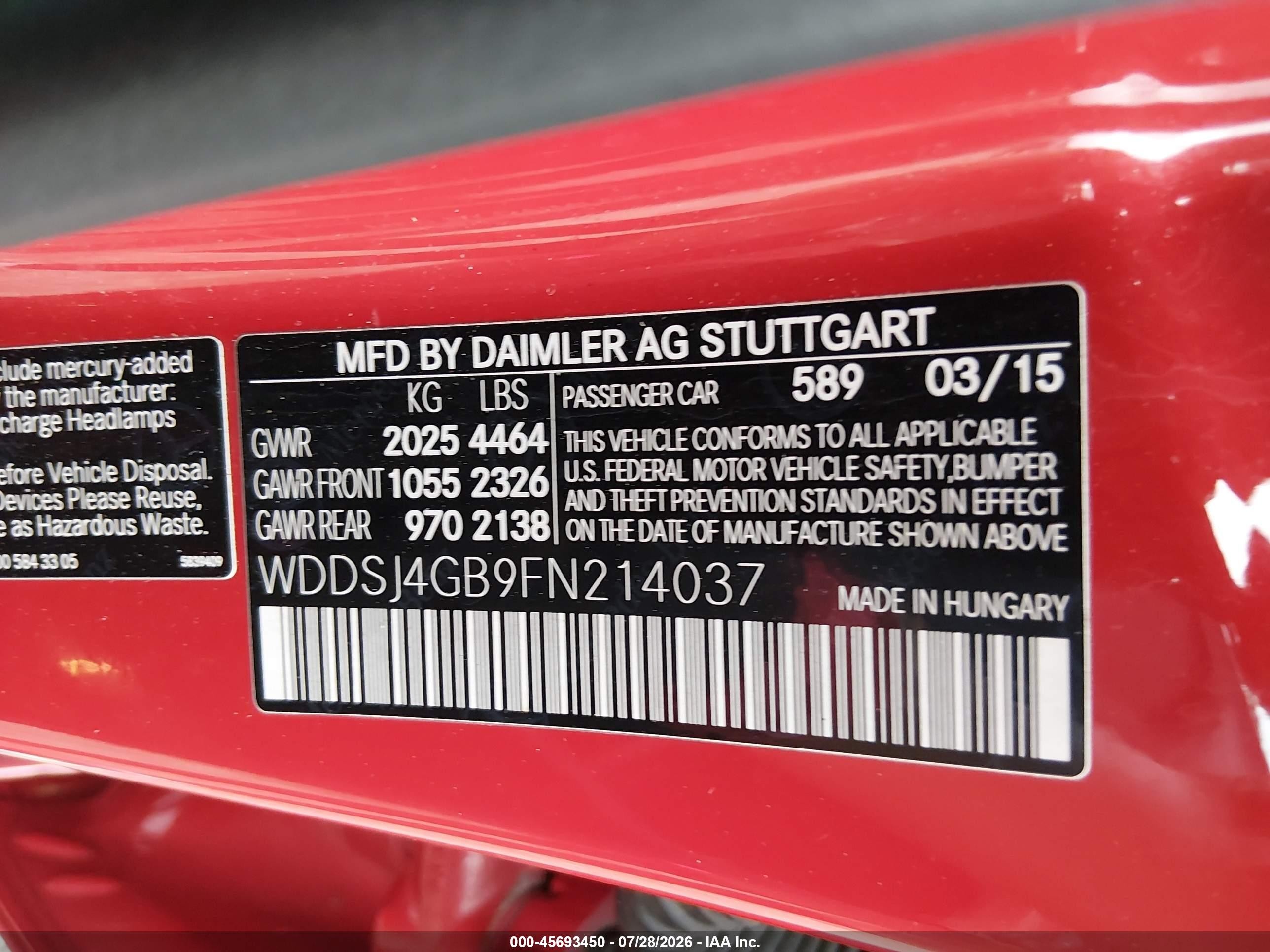 2015 Mercedes-benz Cla 250 4matic Red vin: WDDSJ4GB9FN214037