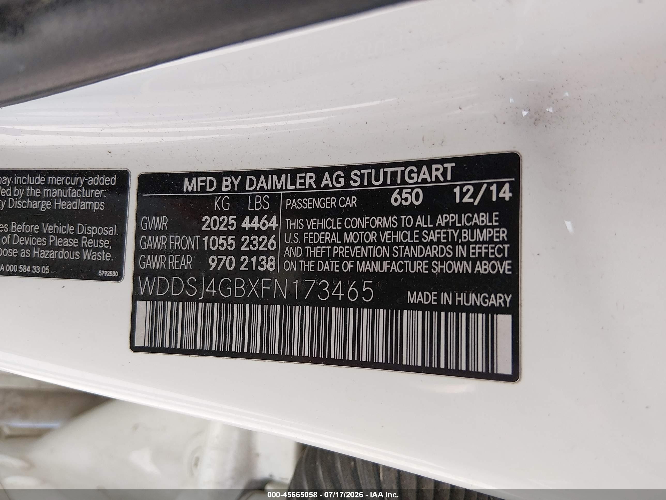 2015 Mercedes-benz Cla 250 4matic White vin: WDDSJ4GBXFN173465