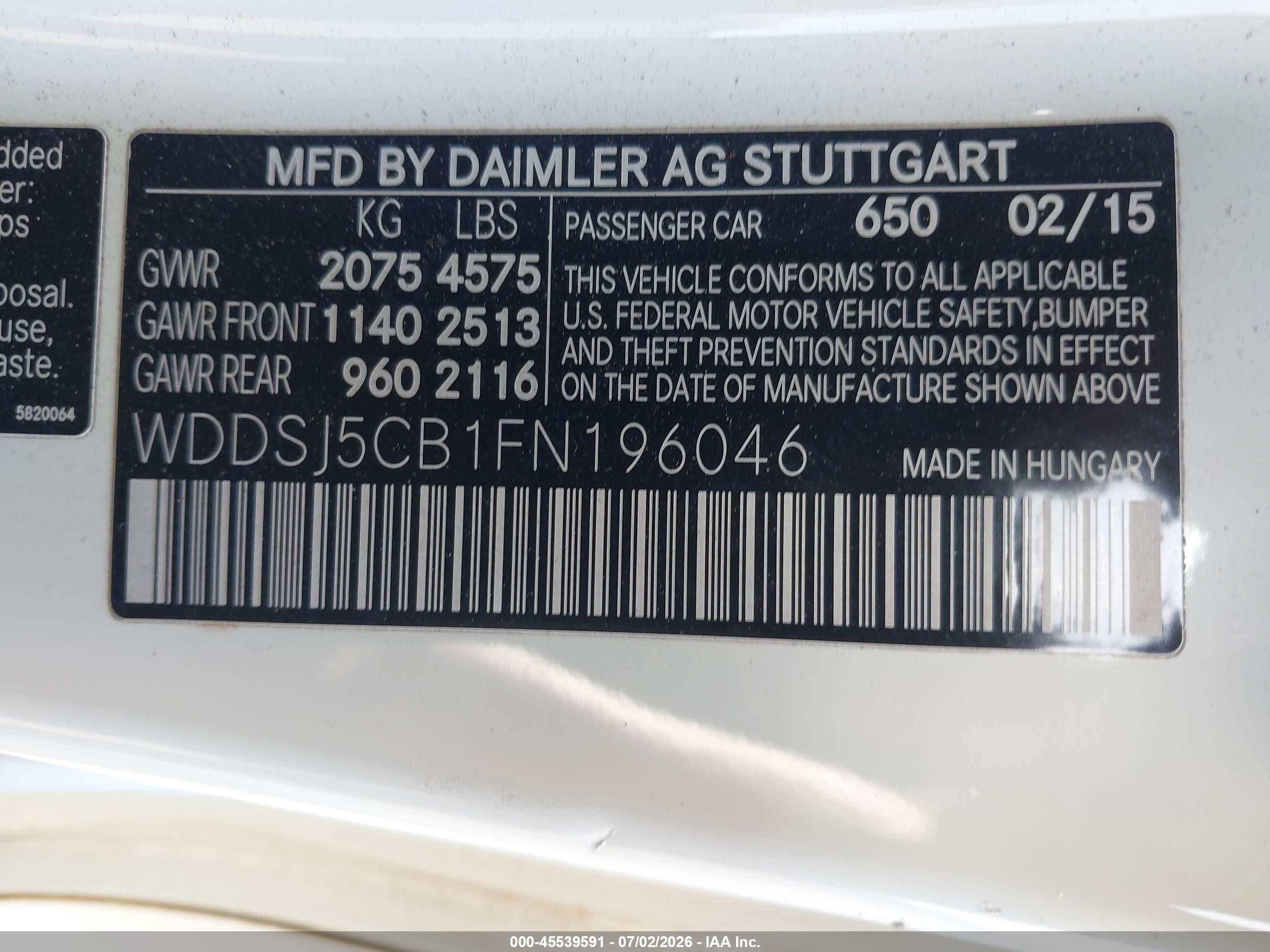 2015 Mercedes-benz Cla 45 Amg 4matic White vin: WDDSJ5CB1FN196046