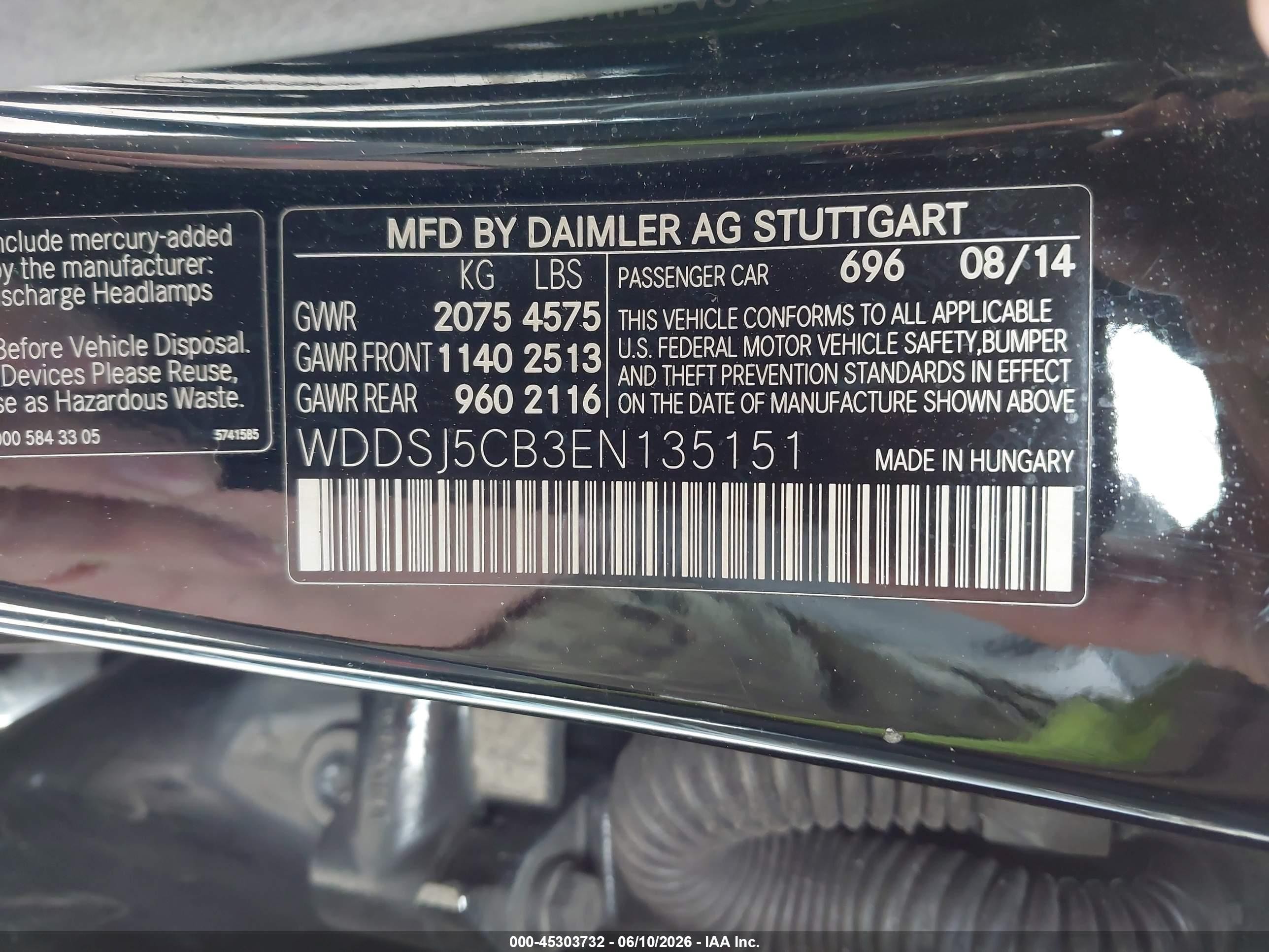 2014 Mercedes-benz Cla 45 Amg 4matic Black vin: WDDSJ5CB3EN135151