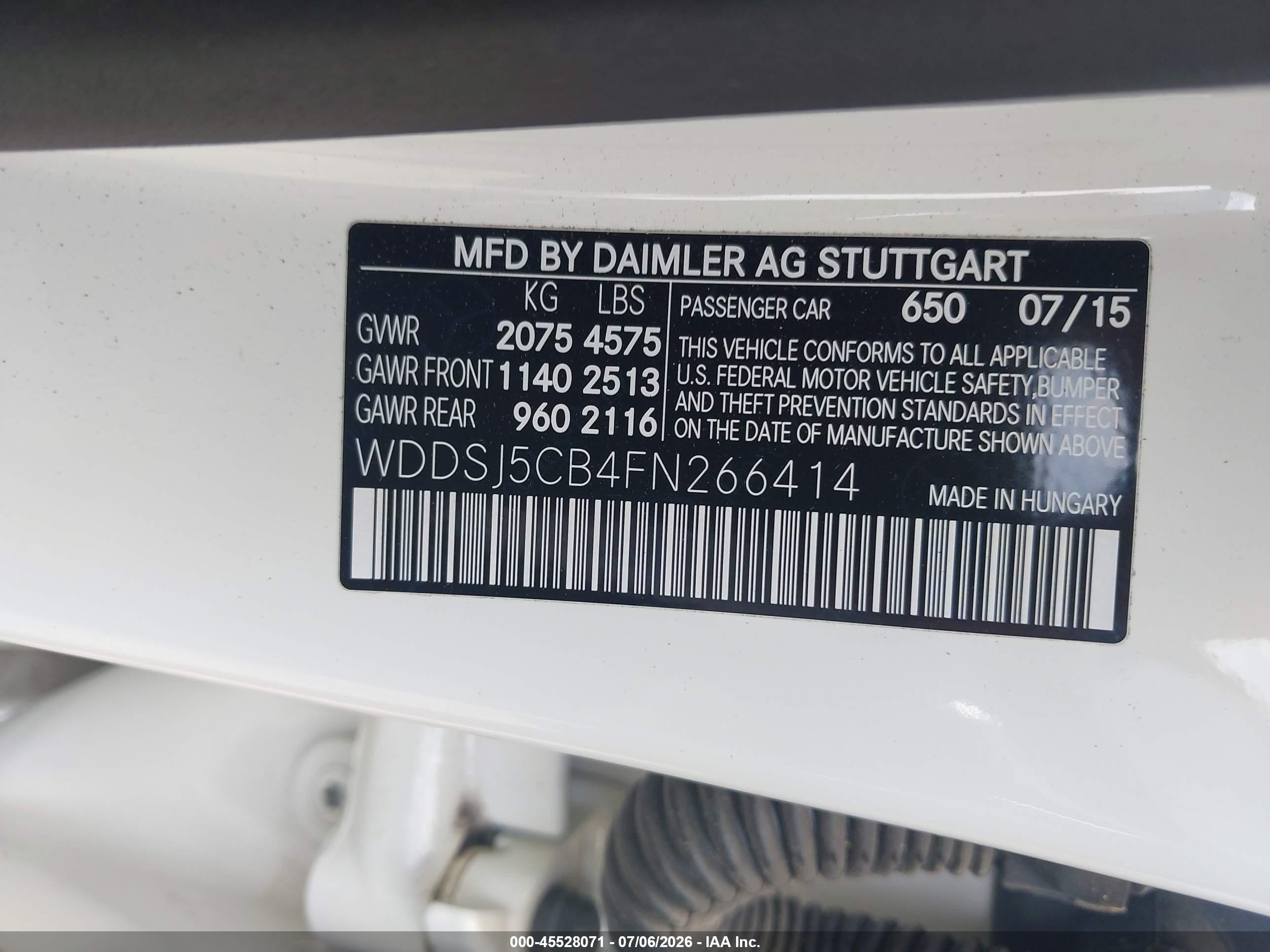 2015 Mercedes-benz Cla 45 Amg 4matic White vin: WDDSJ5CB4FN266414