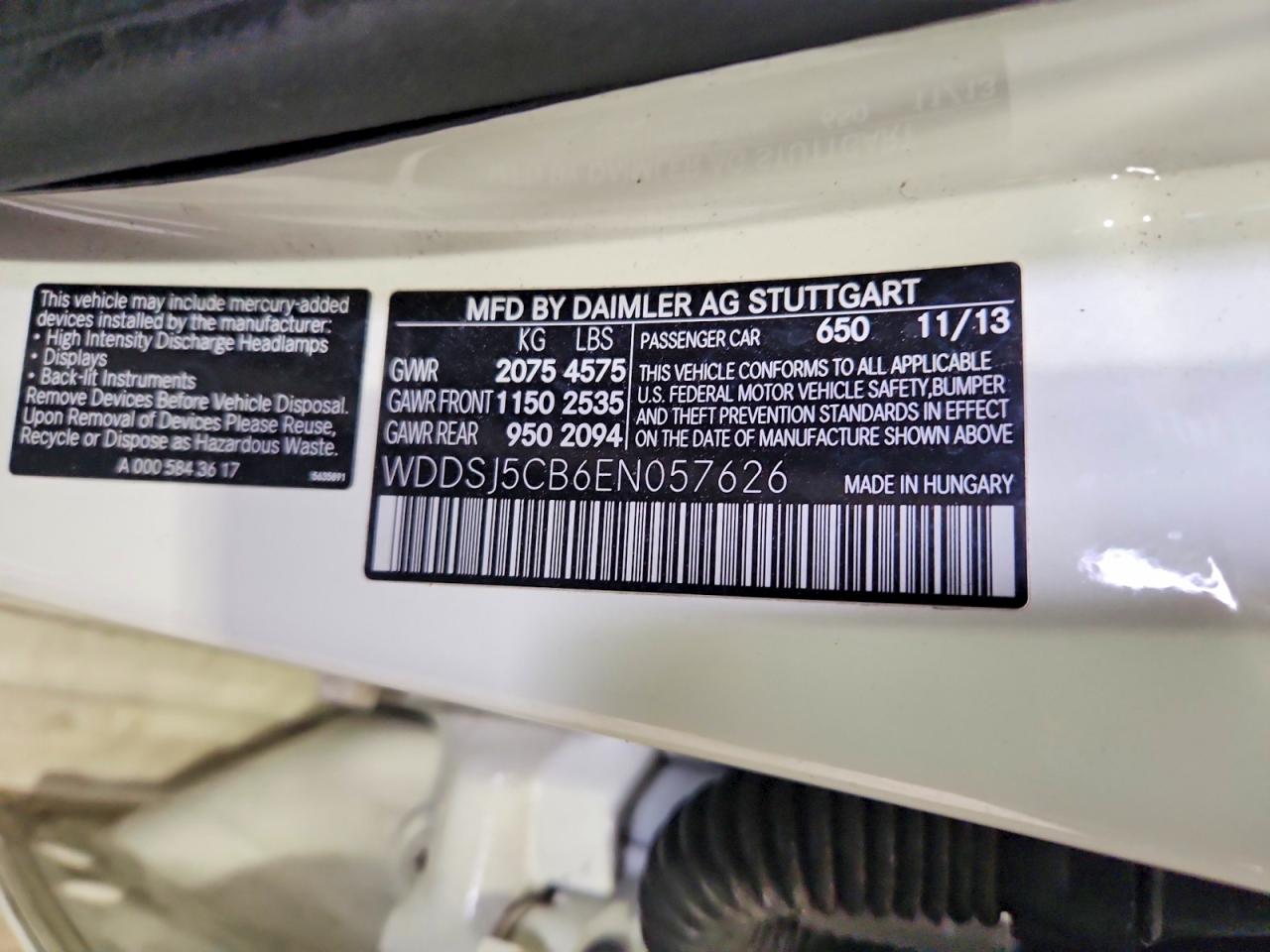 2014 Mercedes-benz Cla 45 Amg White vin: WDDSJ5CB6EN057626