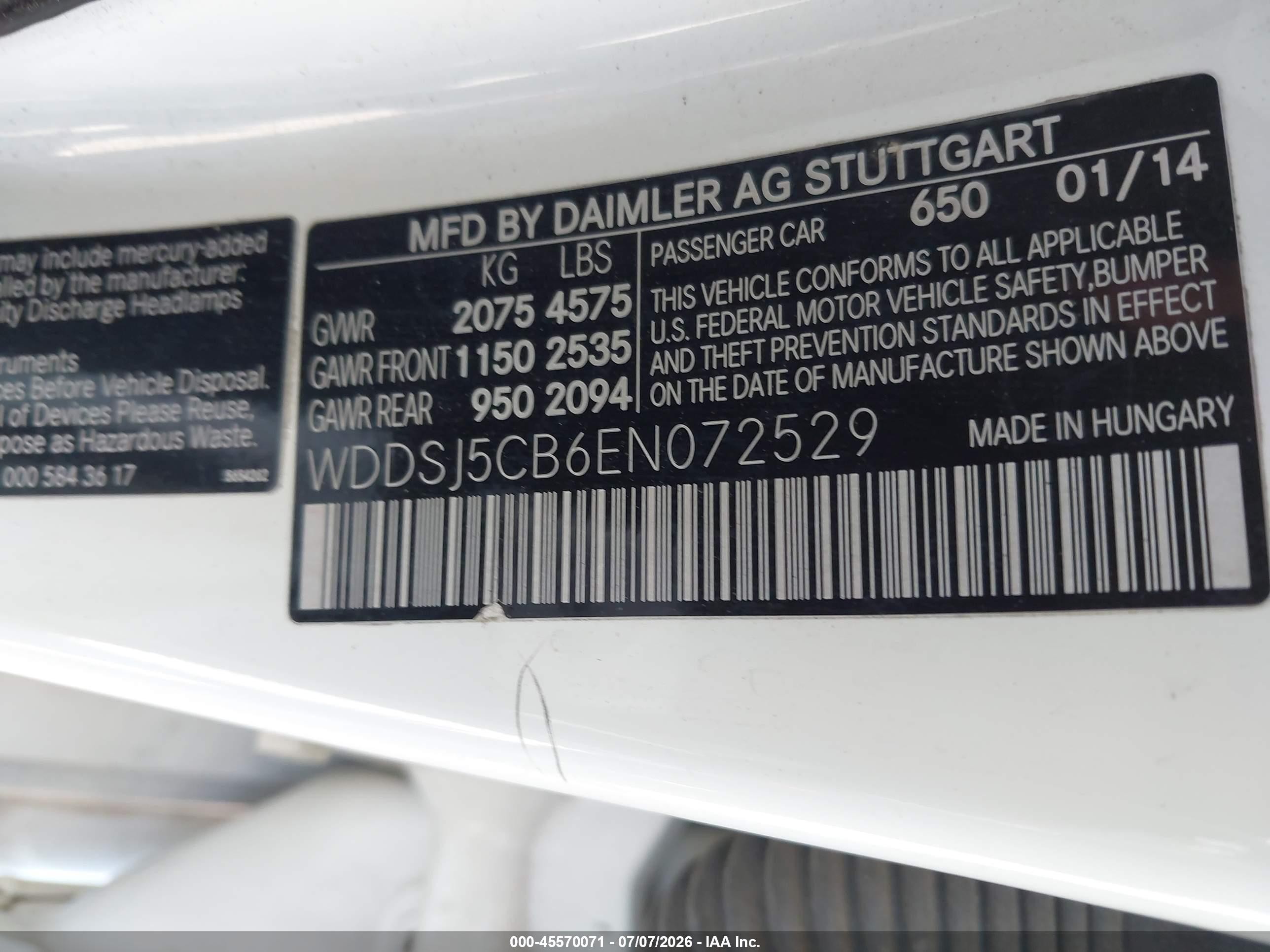2014 Mercedes-benz Cla 45 Amg 4matic White vin: WDDSJ5CB6EN072529