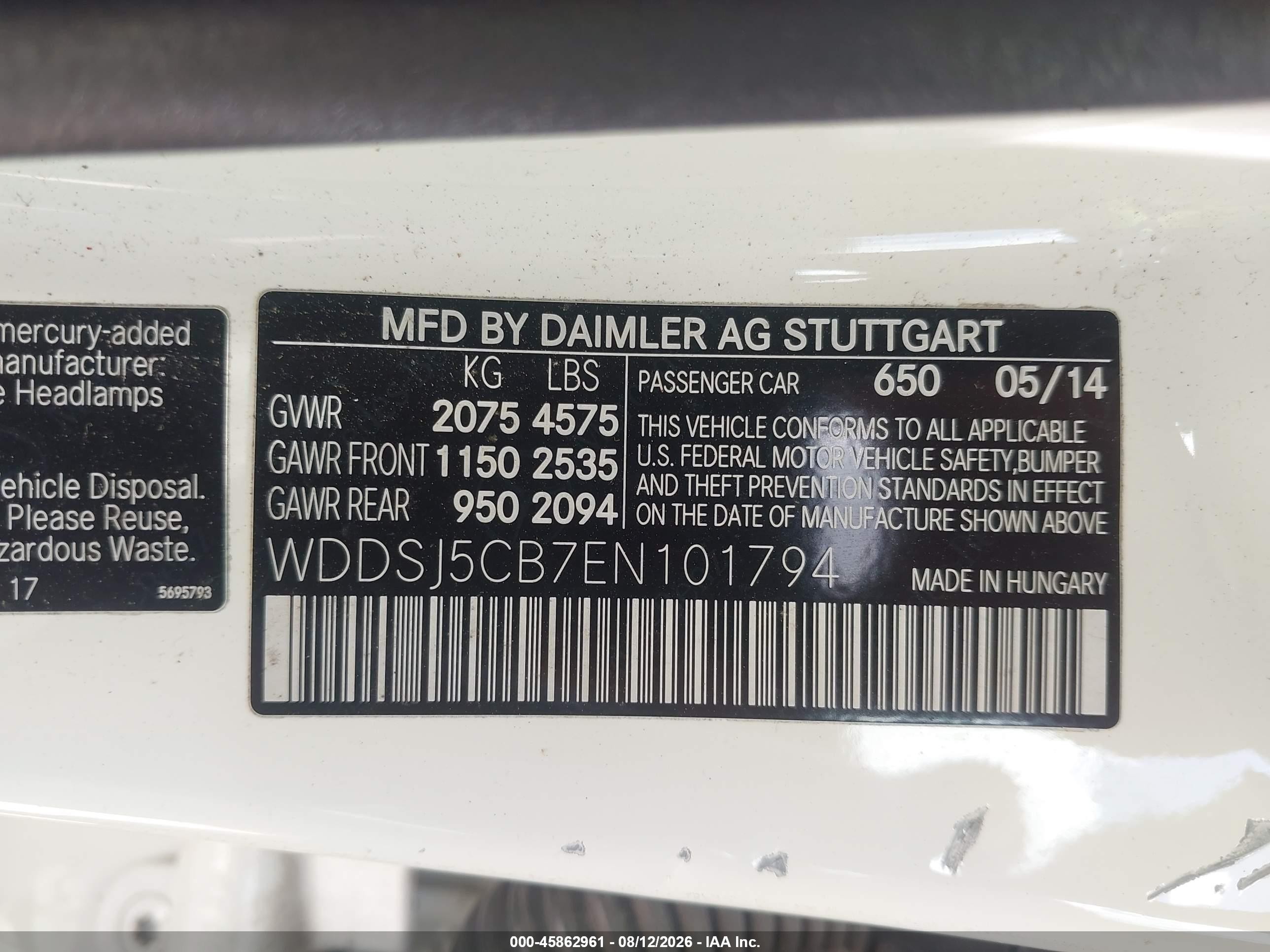 2014 Mercedes-benz Cla 45 Amg 4matic White vin: WDDSJ5CB7EN101794