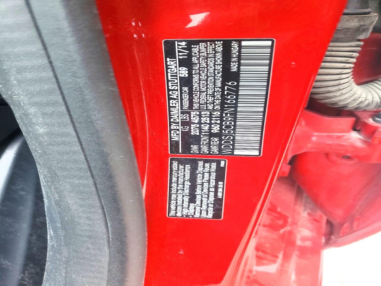 2015 Mercedes-benz Cla 45 Amg Red vin: WDDSJ5CB9FN166776