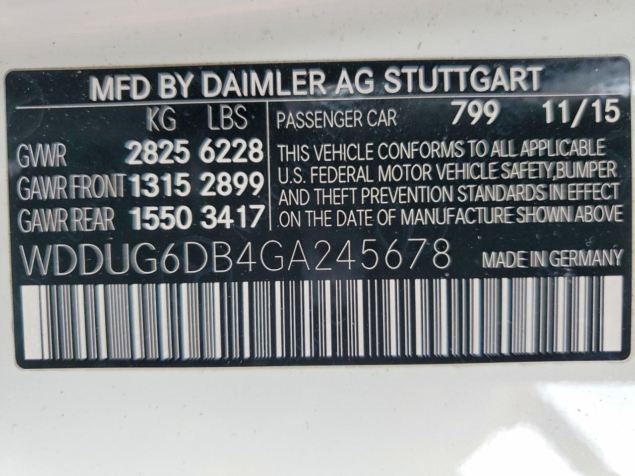 2016 Mercedes-benz S 550e White vin: WDDUG6DB4GA245678
