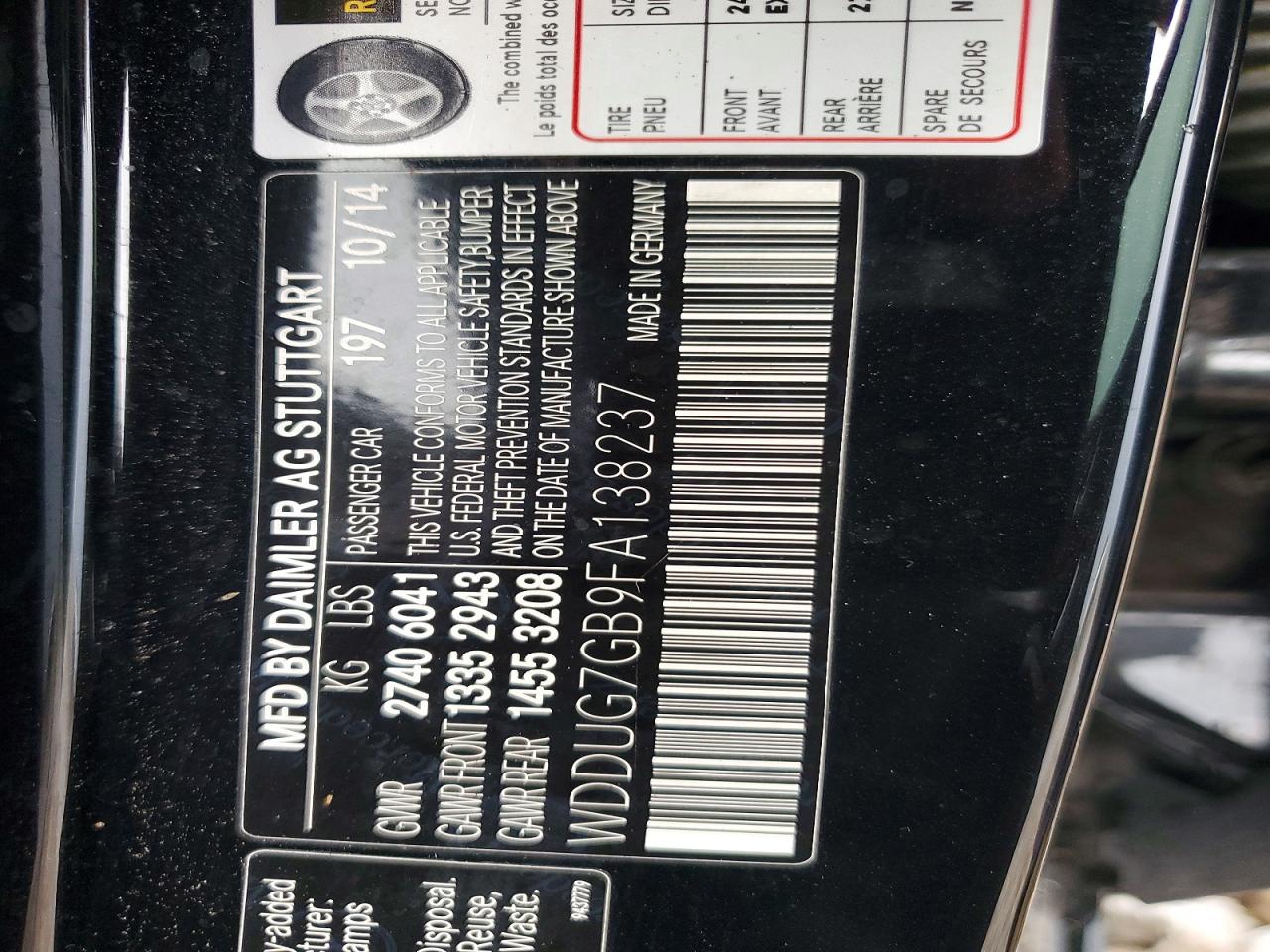 2015 Mercedes-benz S S600 Black vin: WDDUG7GB9FA138237