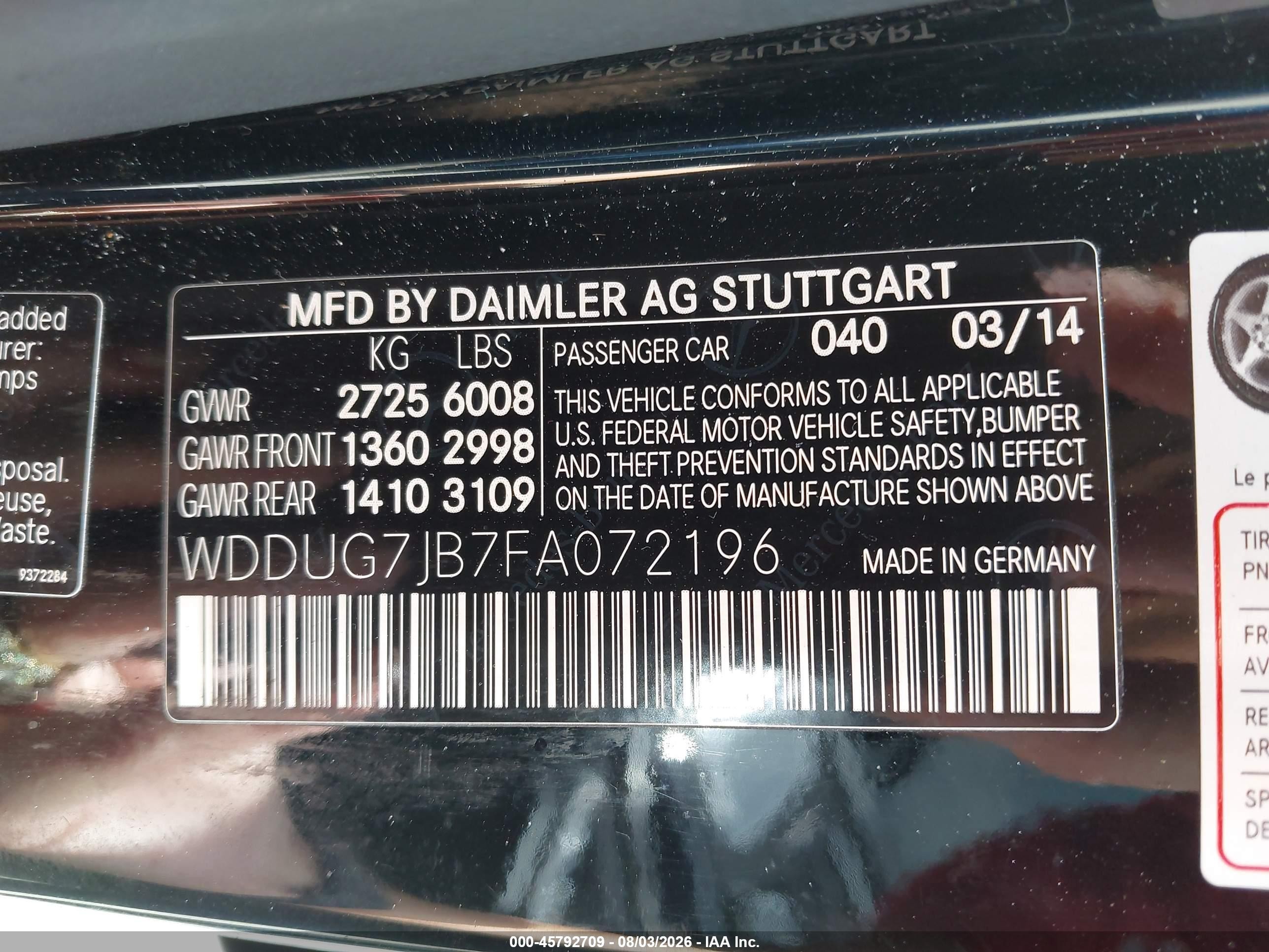 2015 Mercedes-benz S 63 Amg 4matic Black vin: WDDUG7JB7FA072196