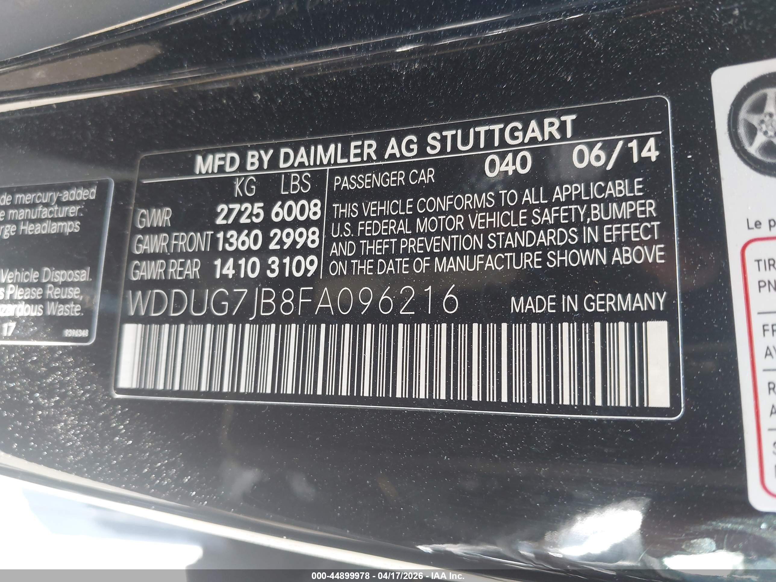 2015 Mercedes-benz S 63 Amg 4matic Black vin: WDDUG7JB8FA096216