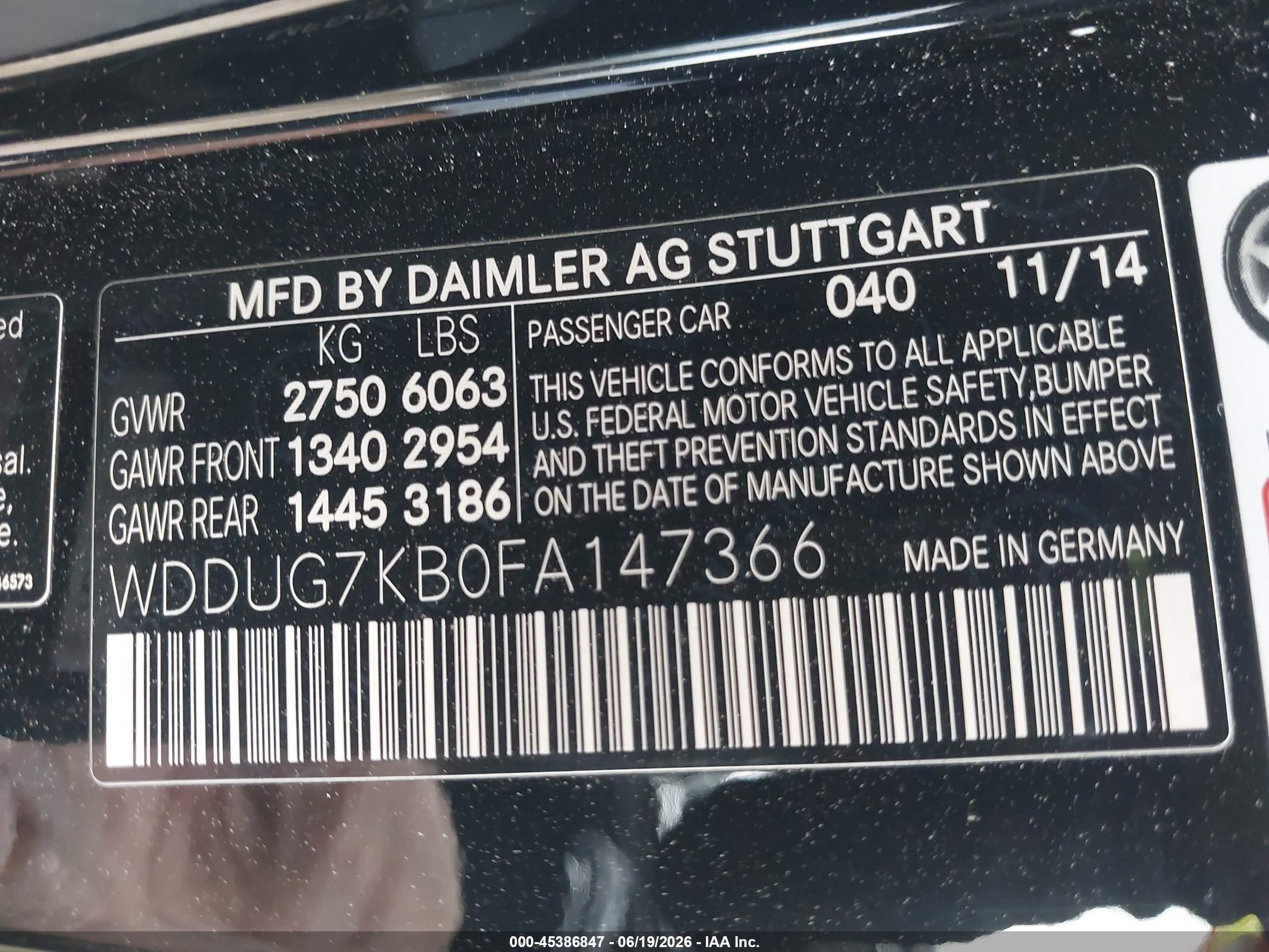 2015 Mercedes-benz S 65 Amg   Черный vin: WDDUG7KB0FA147366