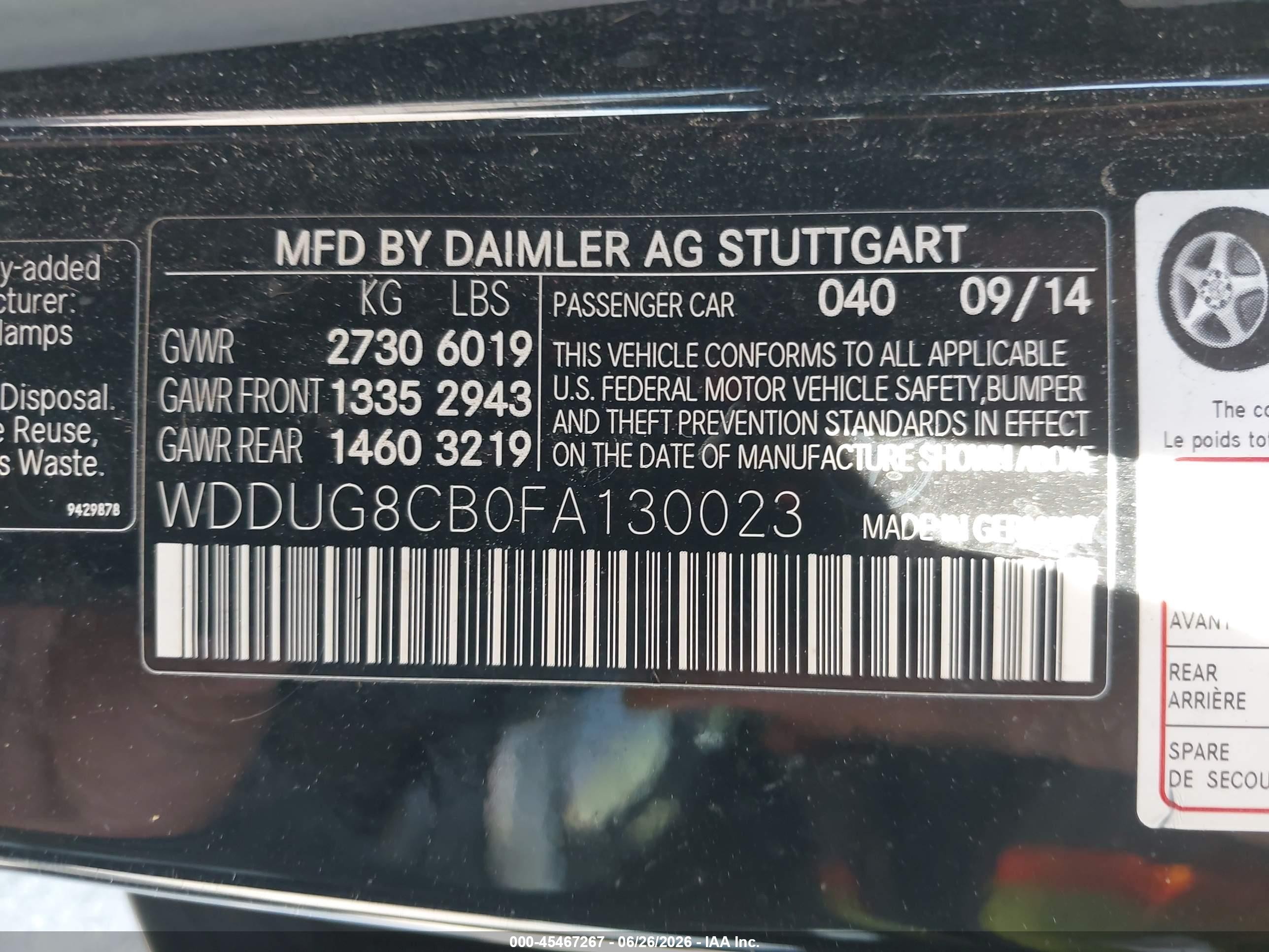 2015 Mercedes-benz S 550   Black vin: WDDUG8CB0FA130023