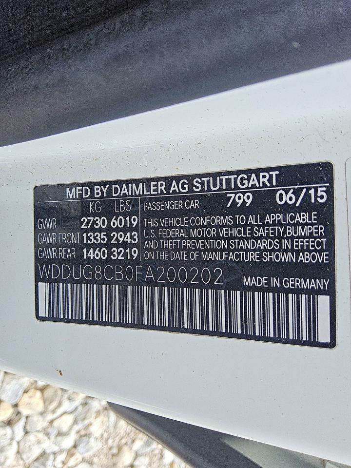 2015 Mercedes-benz S 550 White vin: WDDUG8CB0FA200202