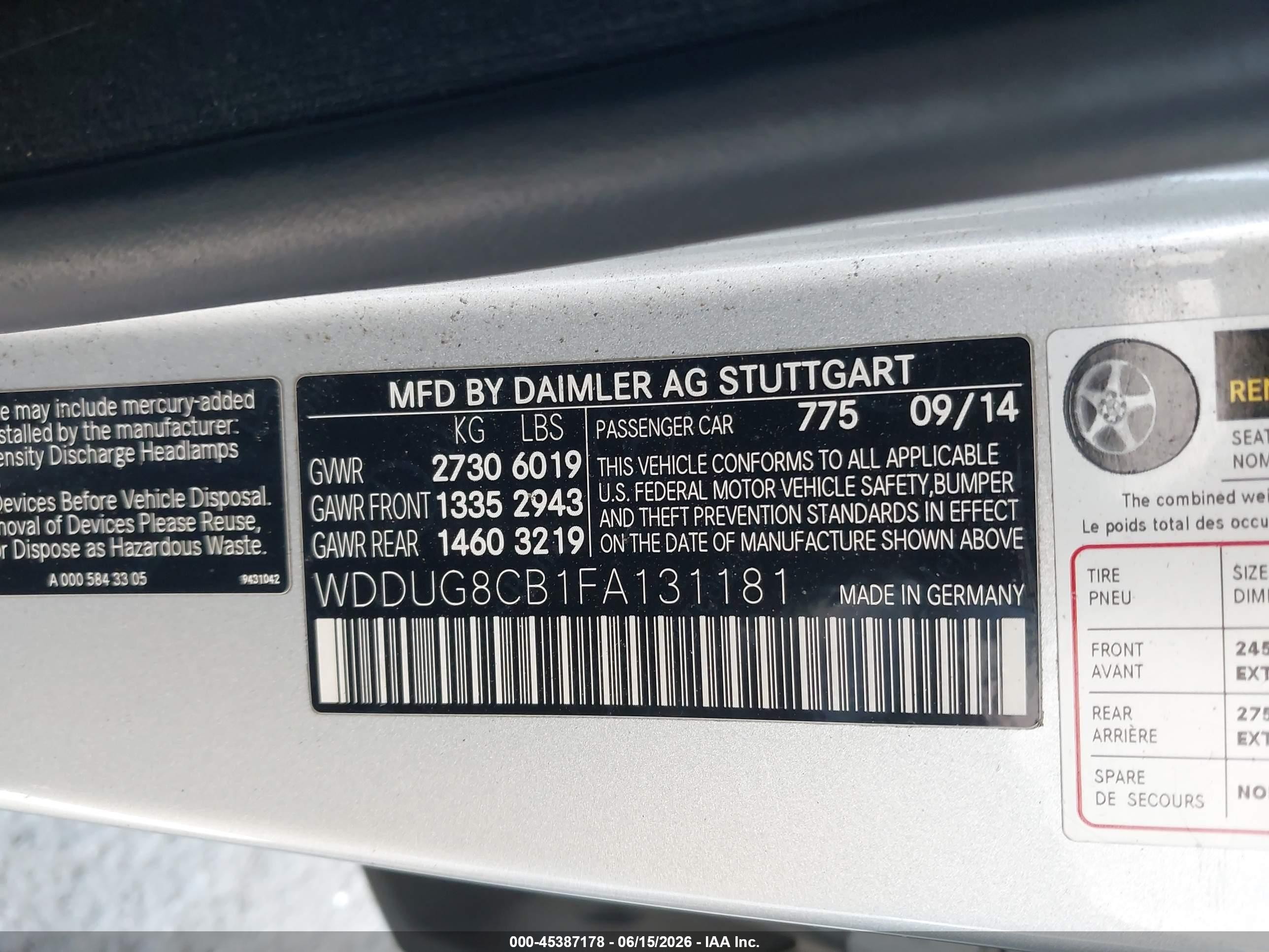 2015 Mercedes-benz S 550   Silver vin: WDDUG8CB1FA131181