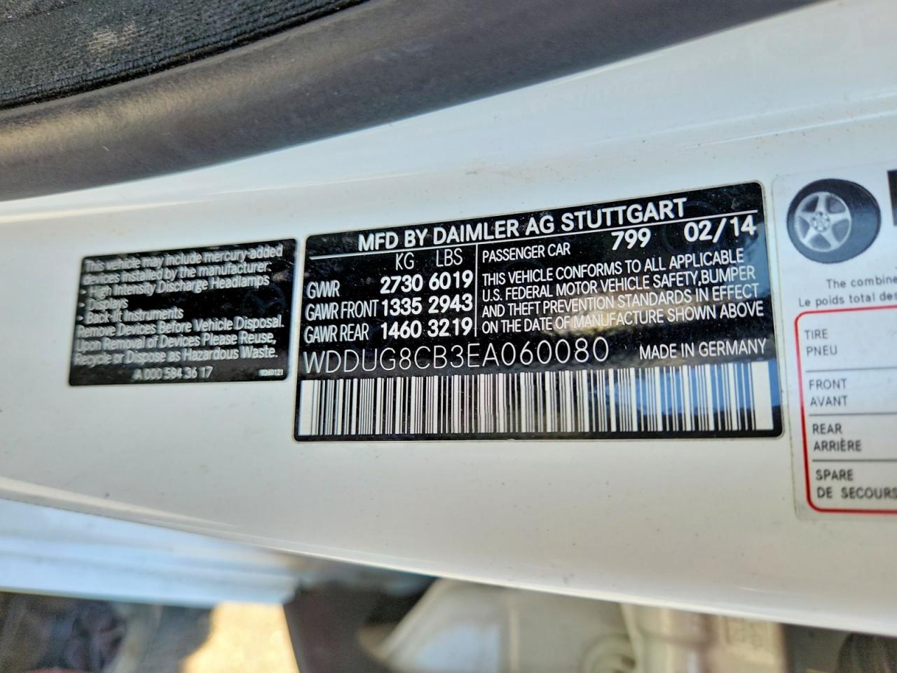 2014 Mercedes-benz S 550 White vin: WDDUG8CB3EA060080