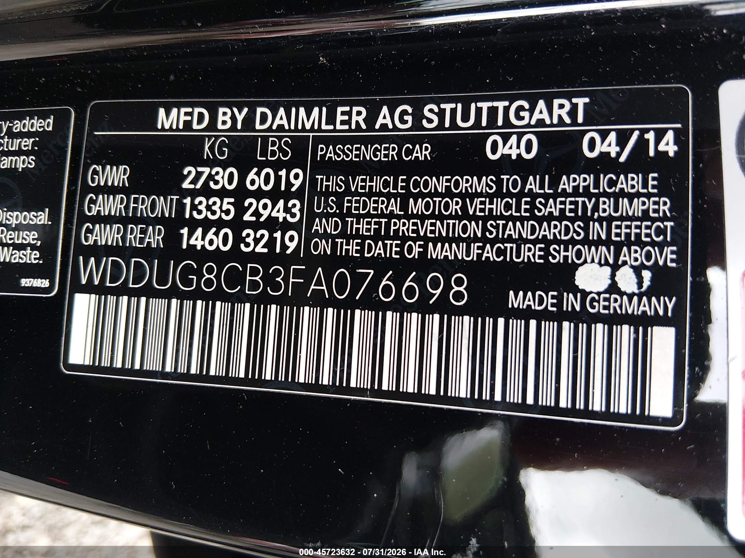 2015 Mercedes-benz S 550   Black vin: WDDUG8CB3FA076698