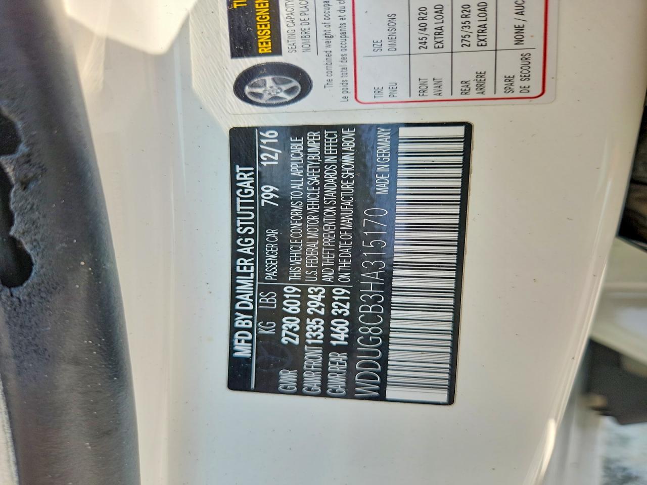 2017 Mercedes-benz S 550 White vin: WDDUG8CB3HA315170