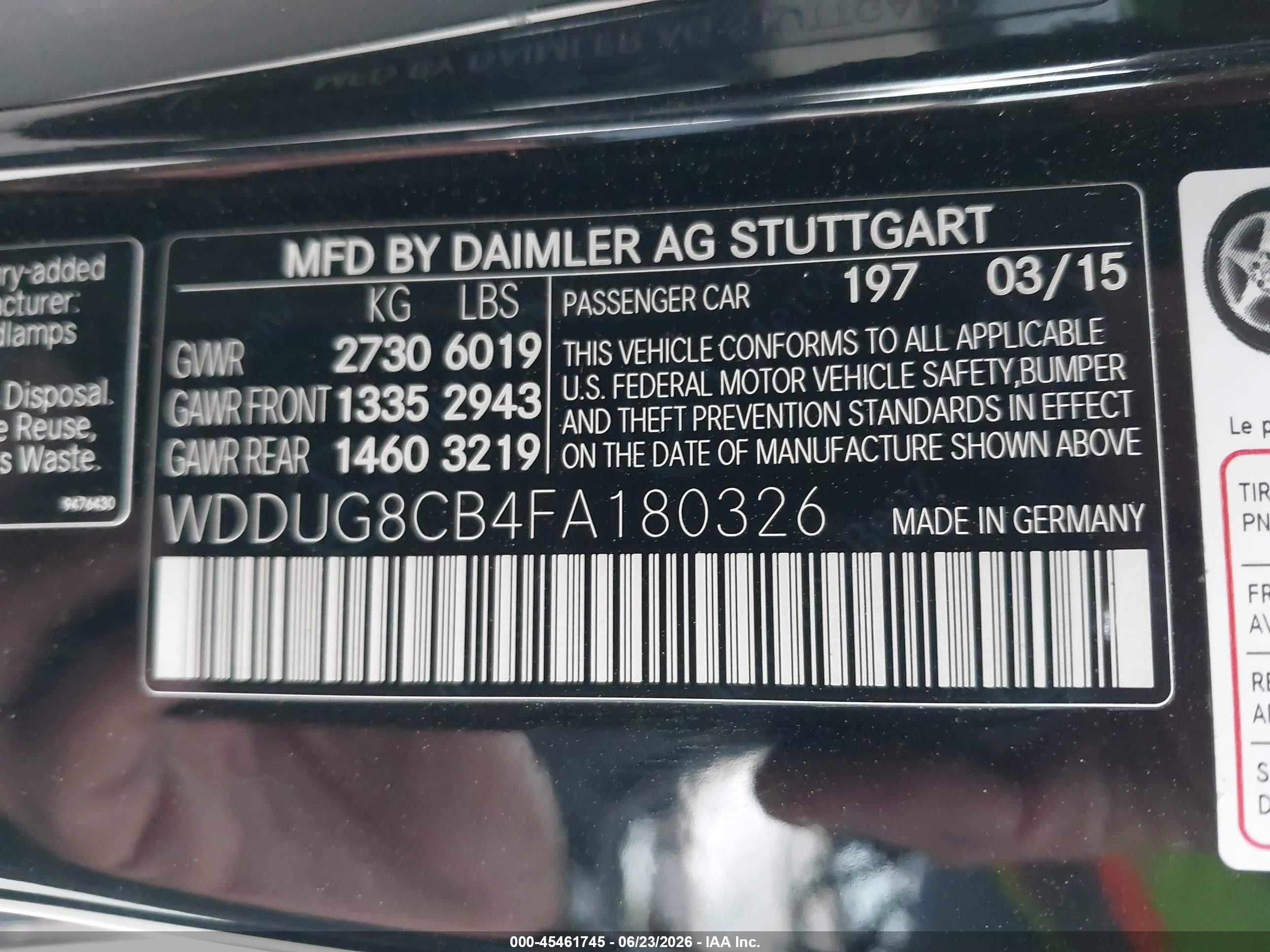 2015 Mercedes-benz S 550   Black vin: WDDUG8CB4FA180326