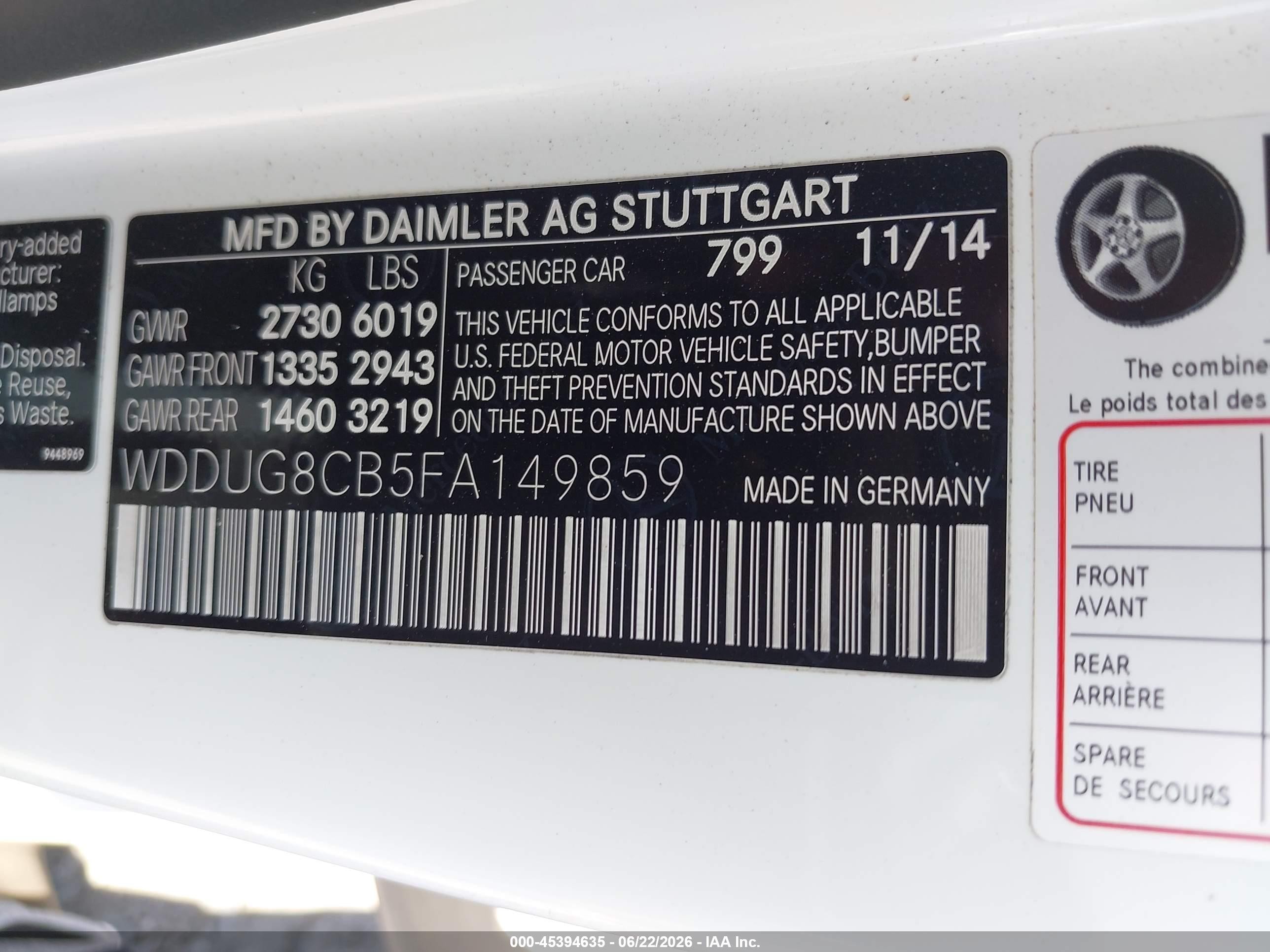 2015 Mercedes-benz S 550 White vin: WDDUG8CB5FA149859