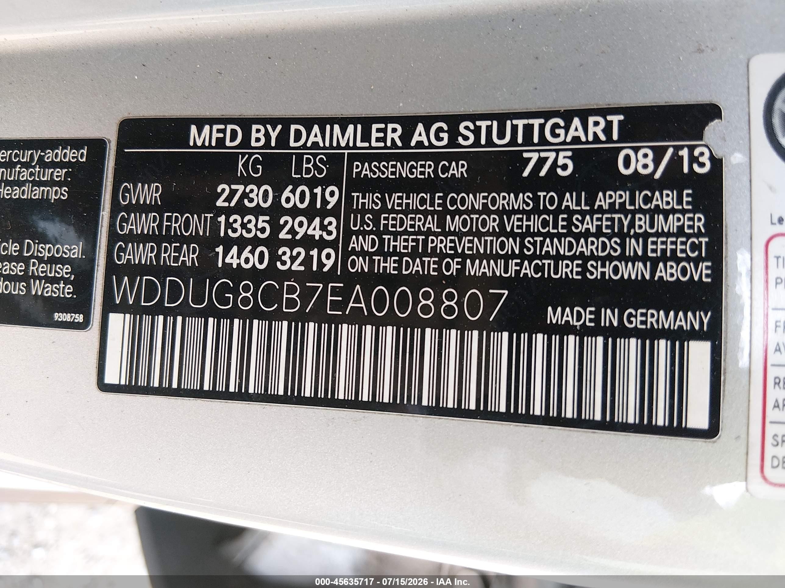 2014 Mercedes-benz S 550   Silver vin: WDDUG8CB7EA008807