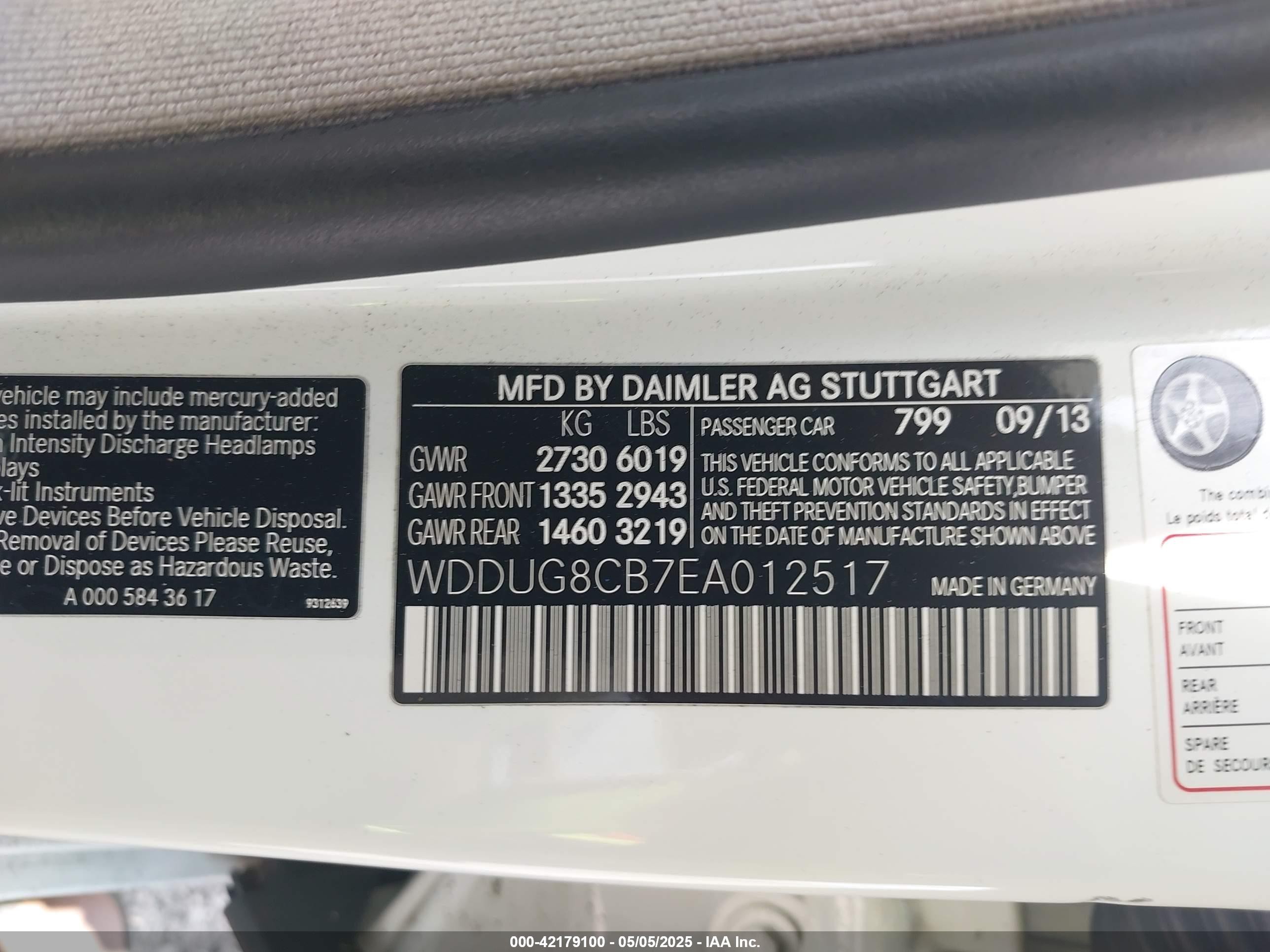 2014 Mercedes-benz S 550   White vin: WDDUG8CB7EA012517