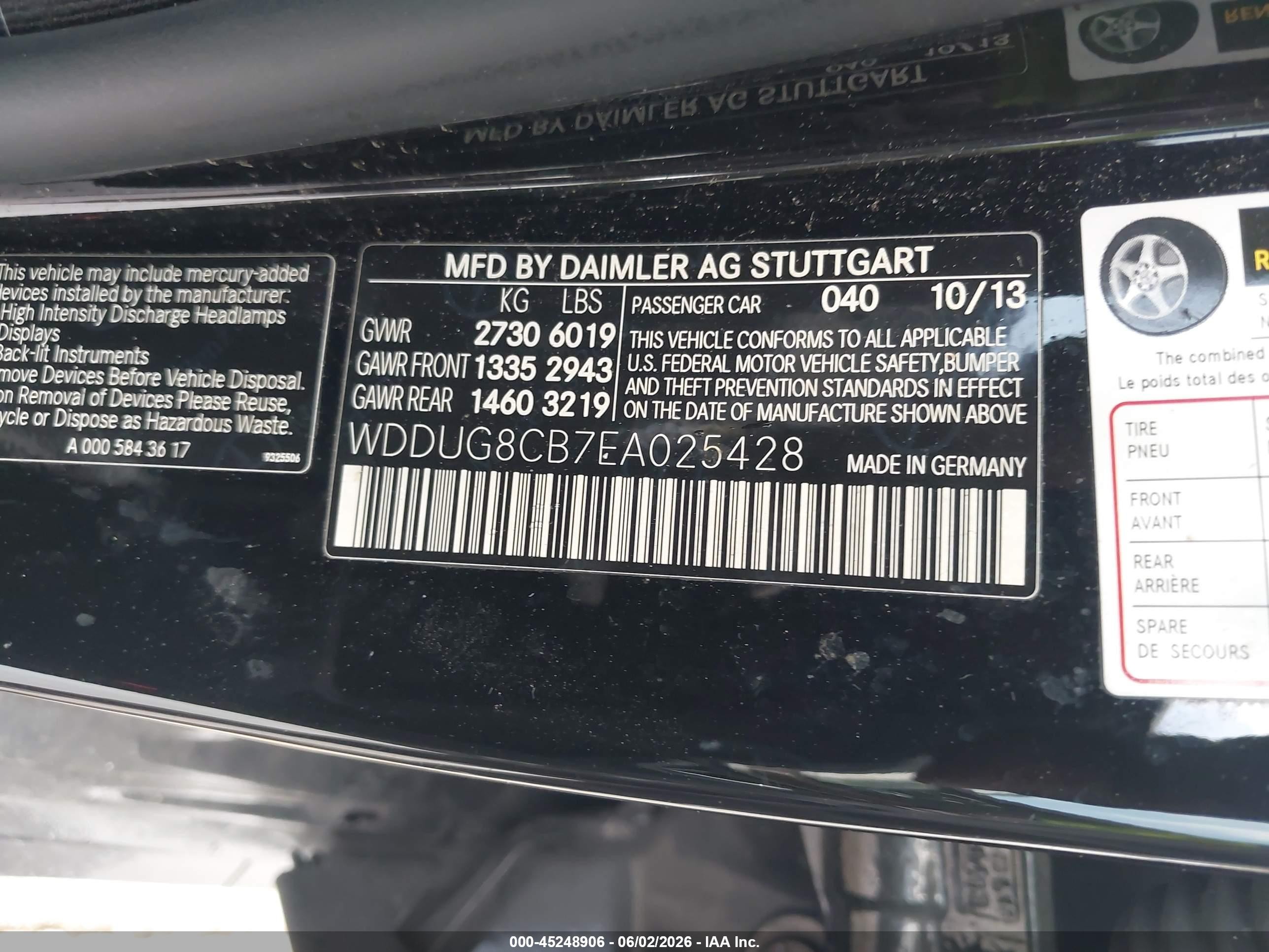 2014 Mercedes-benz S 550   Black vin: WDDUG8CB7EA025428