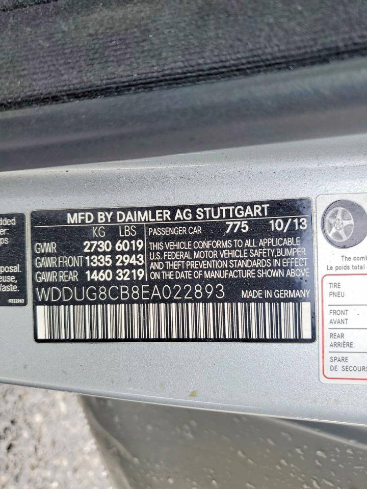 2014 Mercedes-benz S 550 Silver vin: WDDUG8CB8EA022893