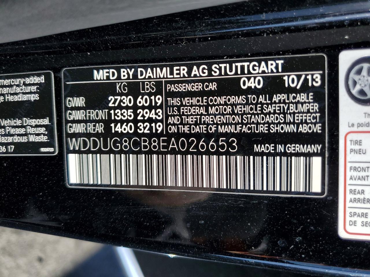 2014 Mercedes-benz S 550 Черный vin: WDDUG8CB8EA026653