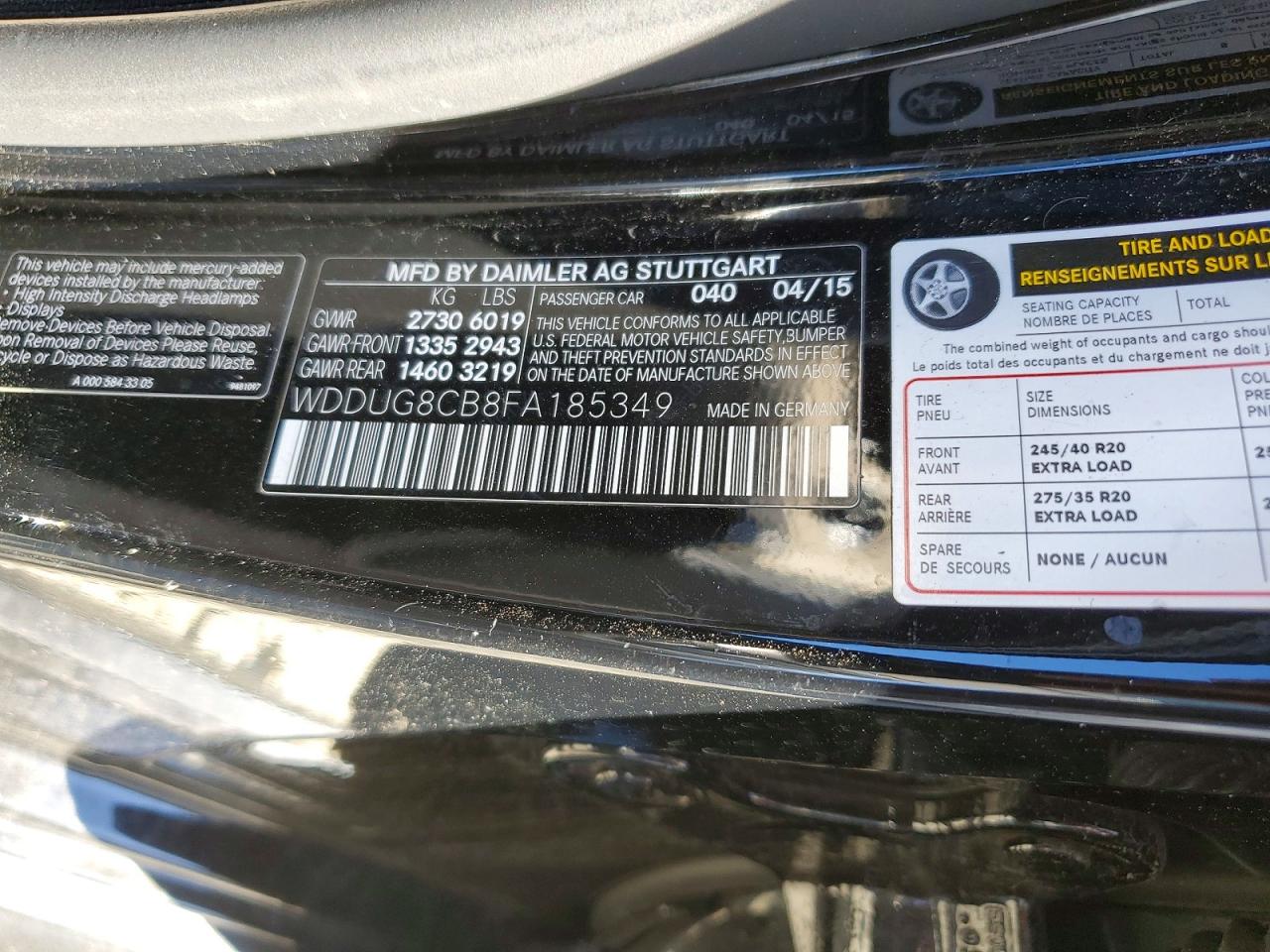 2015 Mercedes Benz S 550 Black vin: WDDUG8CB8FA185349