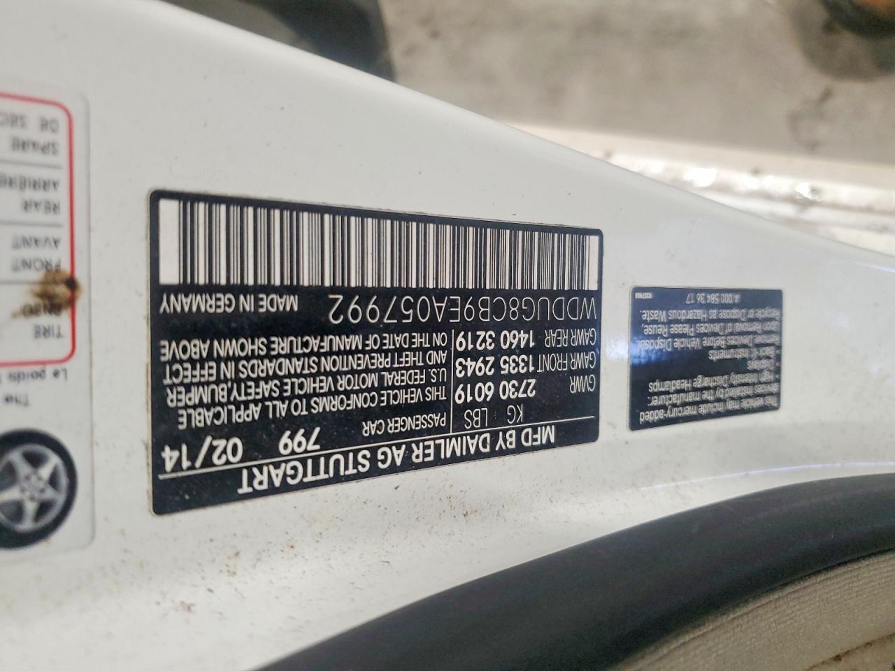 2014 Mercedes-benz S 550 White vin: WDDUG8CB9EA057992