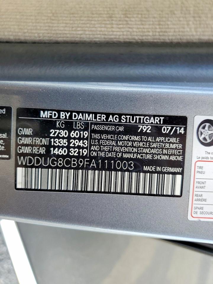 2015 Mercedes-benz S 550 Серый vin: WDDUG8CB9FA111003