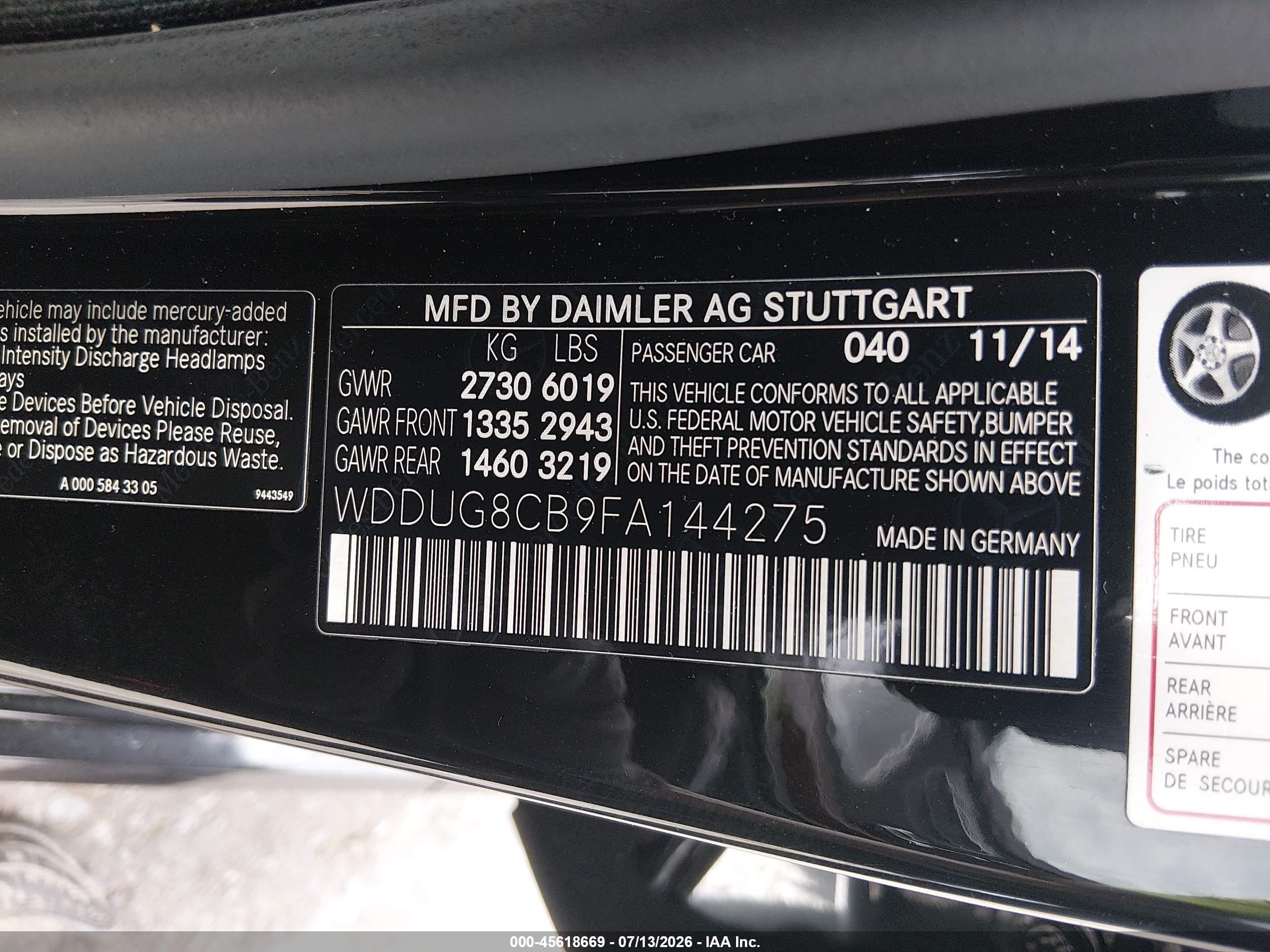 2015 Mercedes-benz S 550   Black vin: WDDUG8CB9FA144275