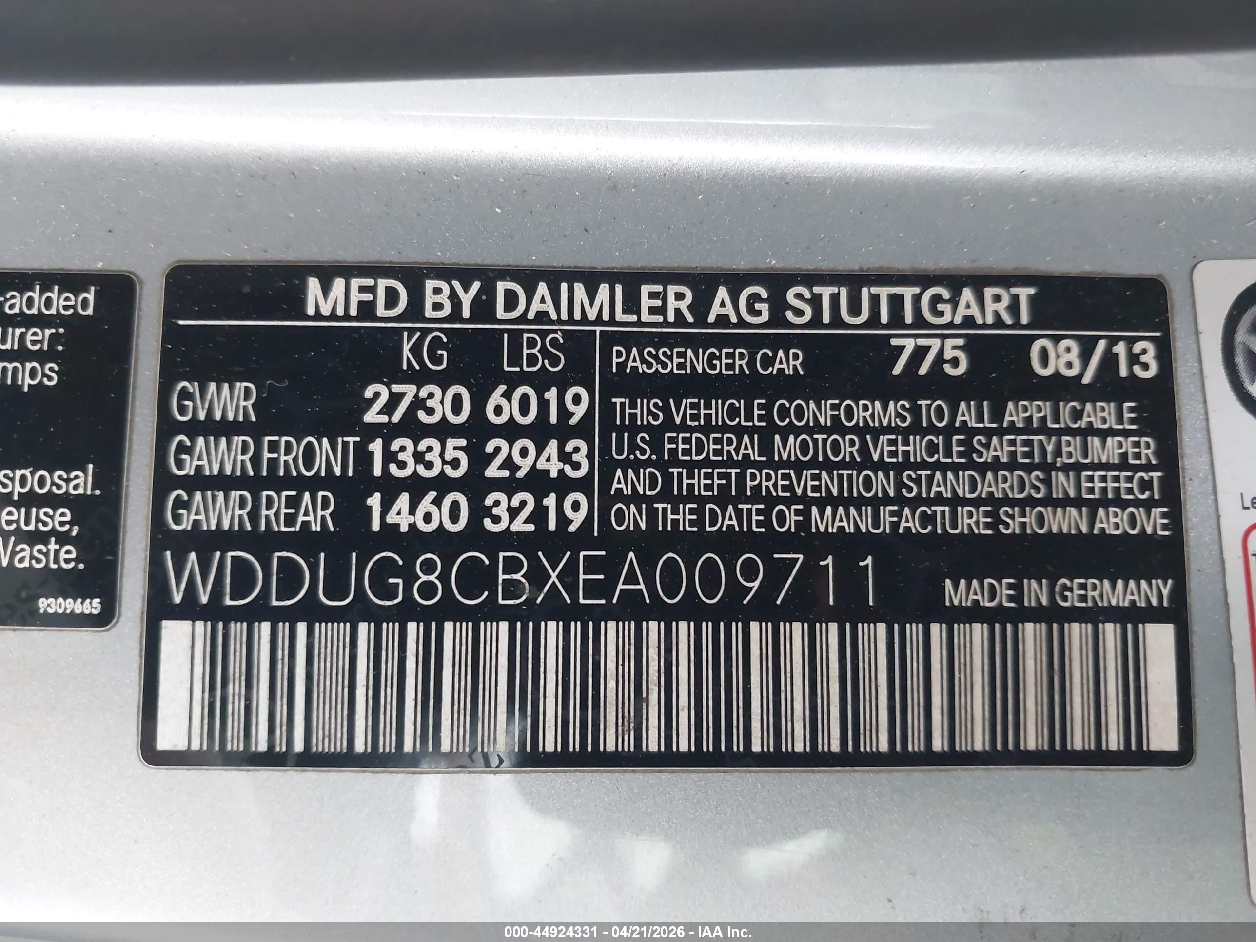 2014 Mercedes-benz S 550   Silver vin: WDDUG8CBXEA009711