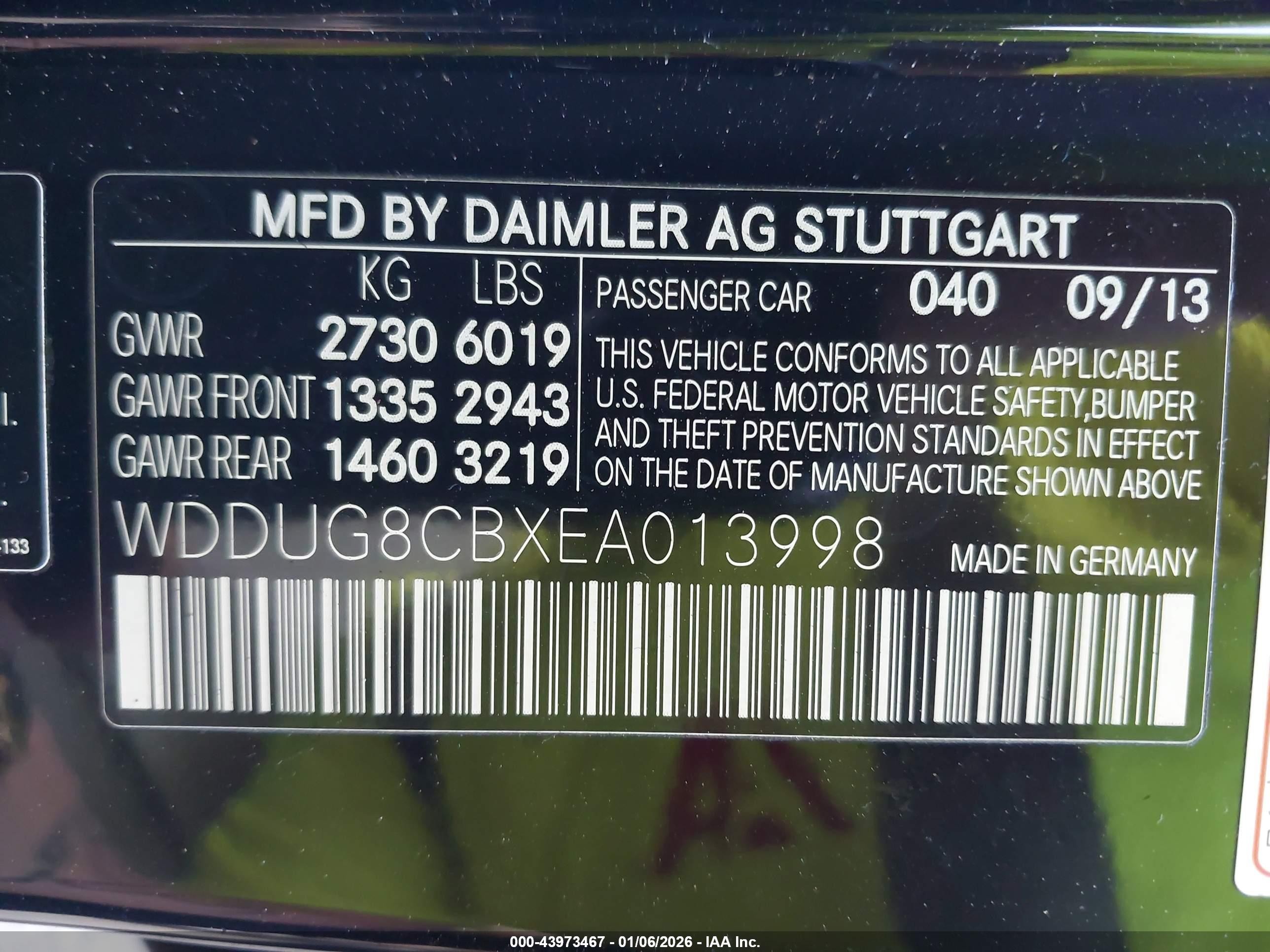 2014 Mercedes-benz S 550   Black vin: WDDUG8CBXEA013998