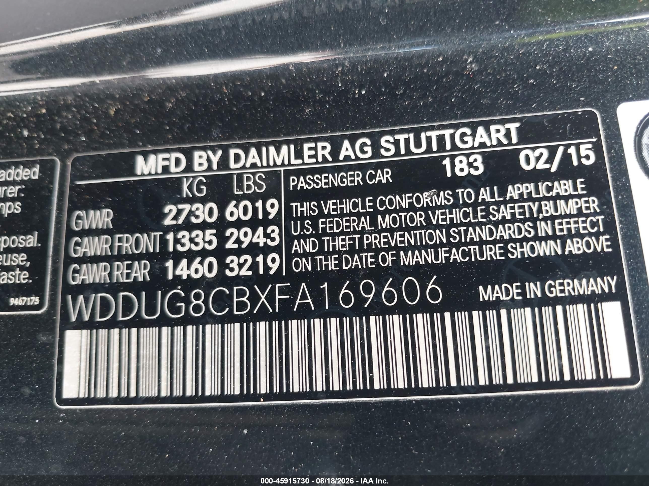 2015 Mercedes-benz S 550   Black vin: WDDUG8CBXFA169606
