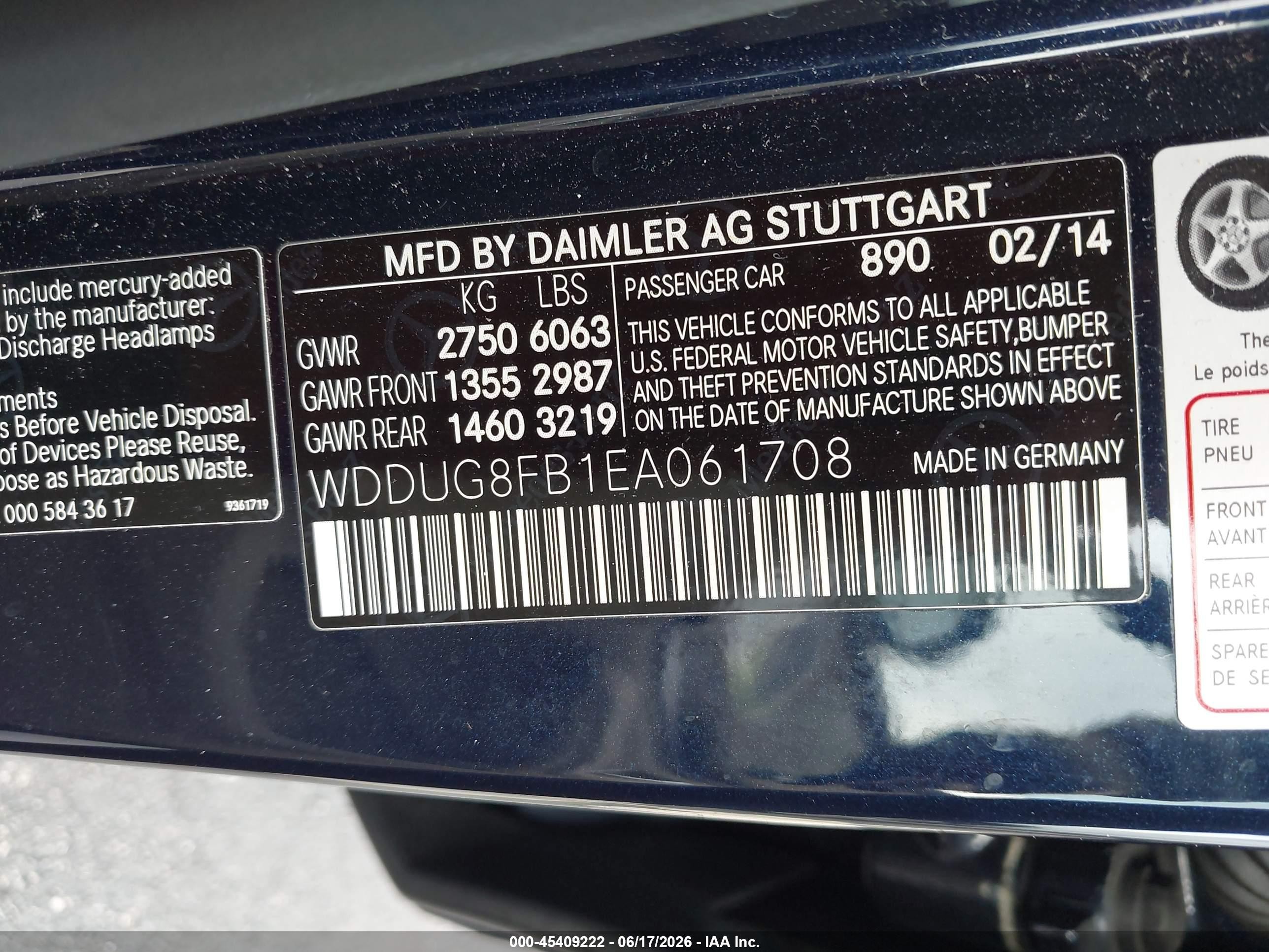 2014 Mercedes-benz S 550 4matic Blue vin: WDDUG8FB1EA061708