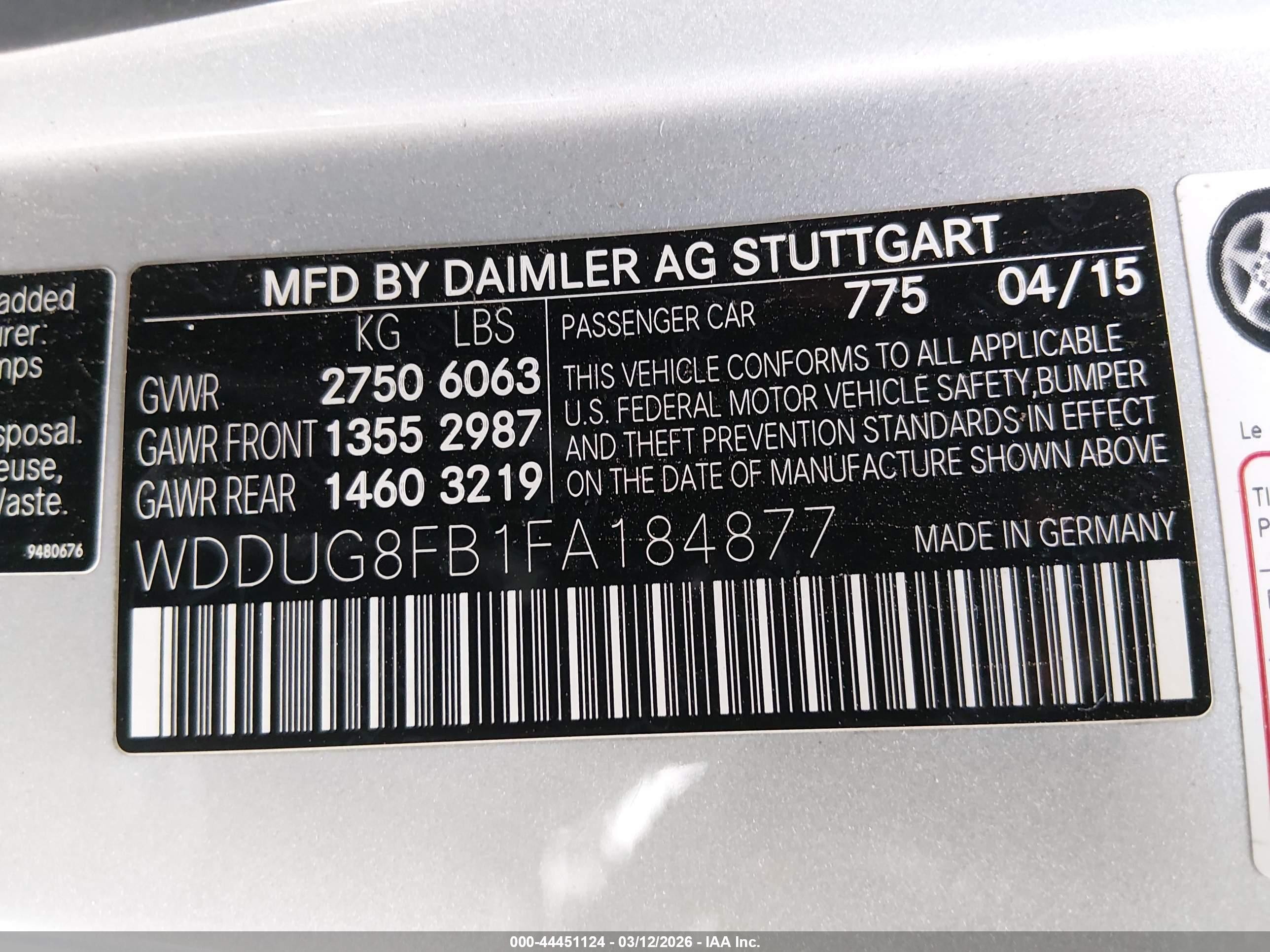 2015 Mercedes-benz S 550 4matic Silver vin: WDDUG8FB1FA184877