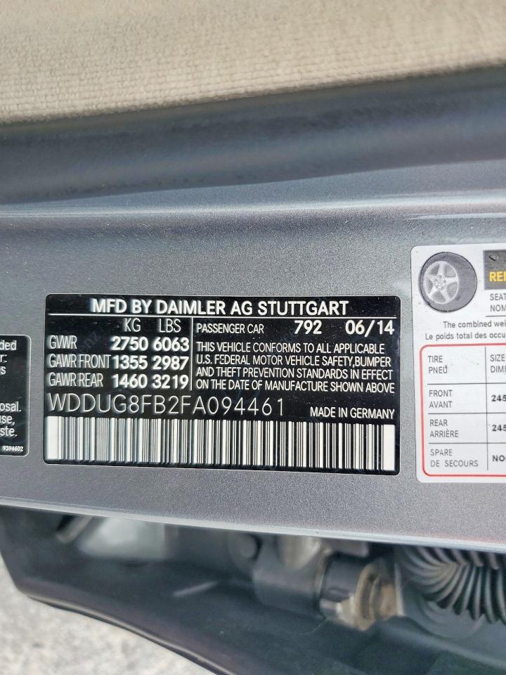 2015 Mercedes-benz S 550 4matic Gray vin: WDDUG8FB2FA094461