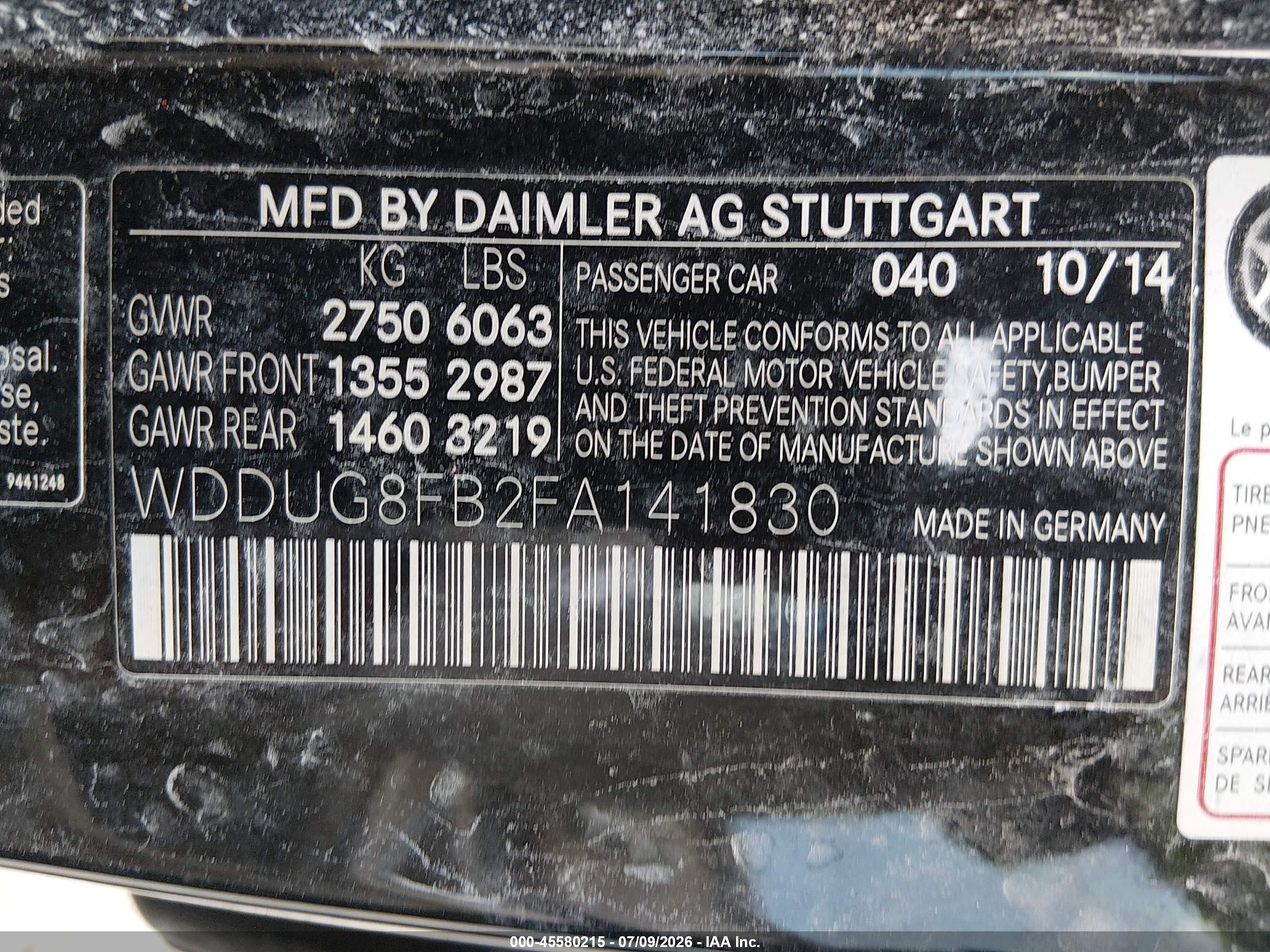 2015 Mercedes-benz S 550 4matic Black vin: WDDUG8FB2FA141830