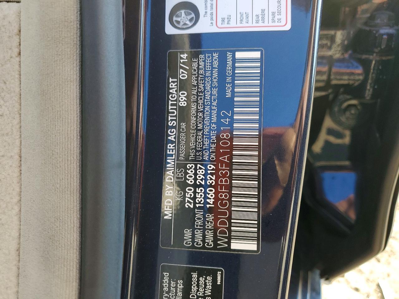 2015 Mercedes-benz S 550 4matic Blue vin: WDDUG8FB3FA108142