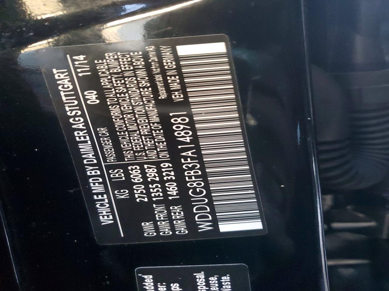 2015 Mercedes-benz S 550 4matic Black vin: WDDUG8FB3FA148981