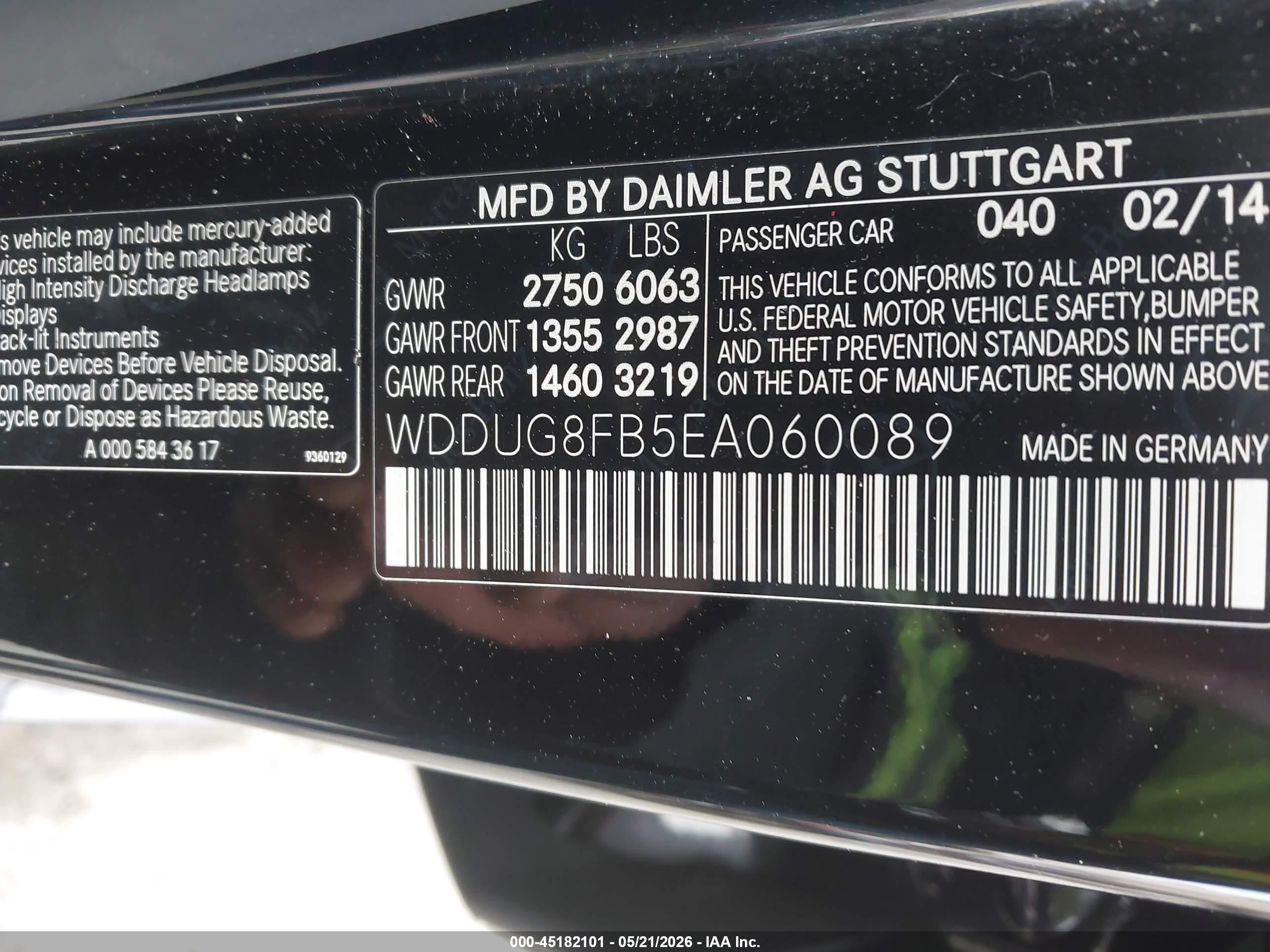 2014 Mercedes-benz S 550 4matic Black vin: WDDUG8FB5EA060089