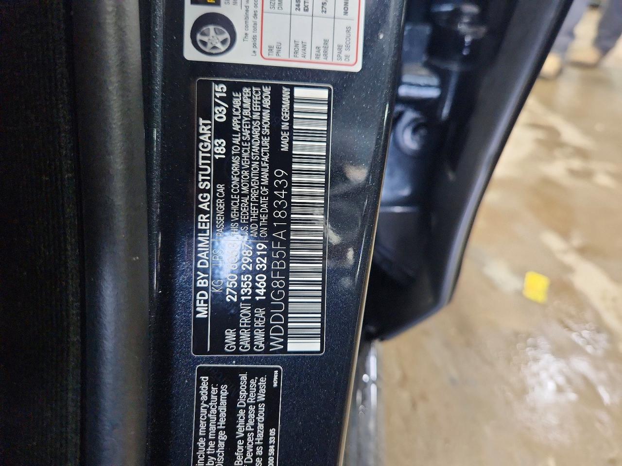 2015 Mercedes-benz S 550 4matic Серый vin: WDDUG8FB5FA183439