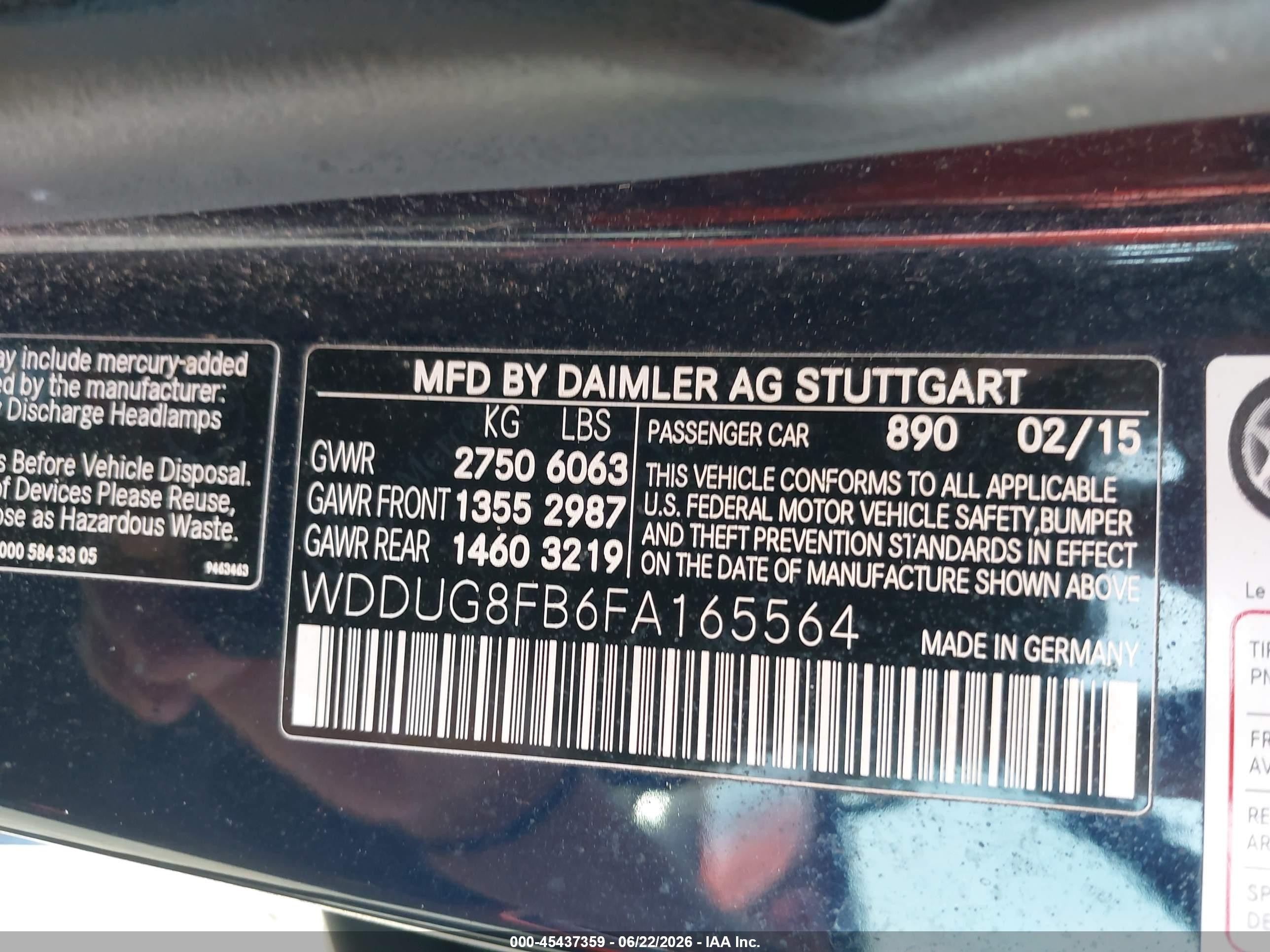 2015 Mercedes-benz S 550 4matic Dark Blue vin: WDDUG8FB6FA165564