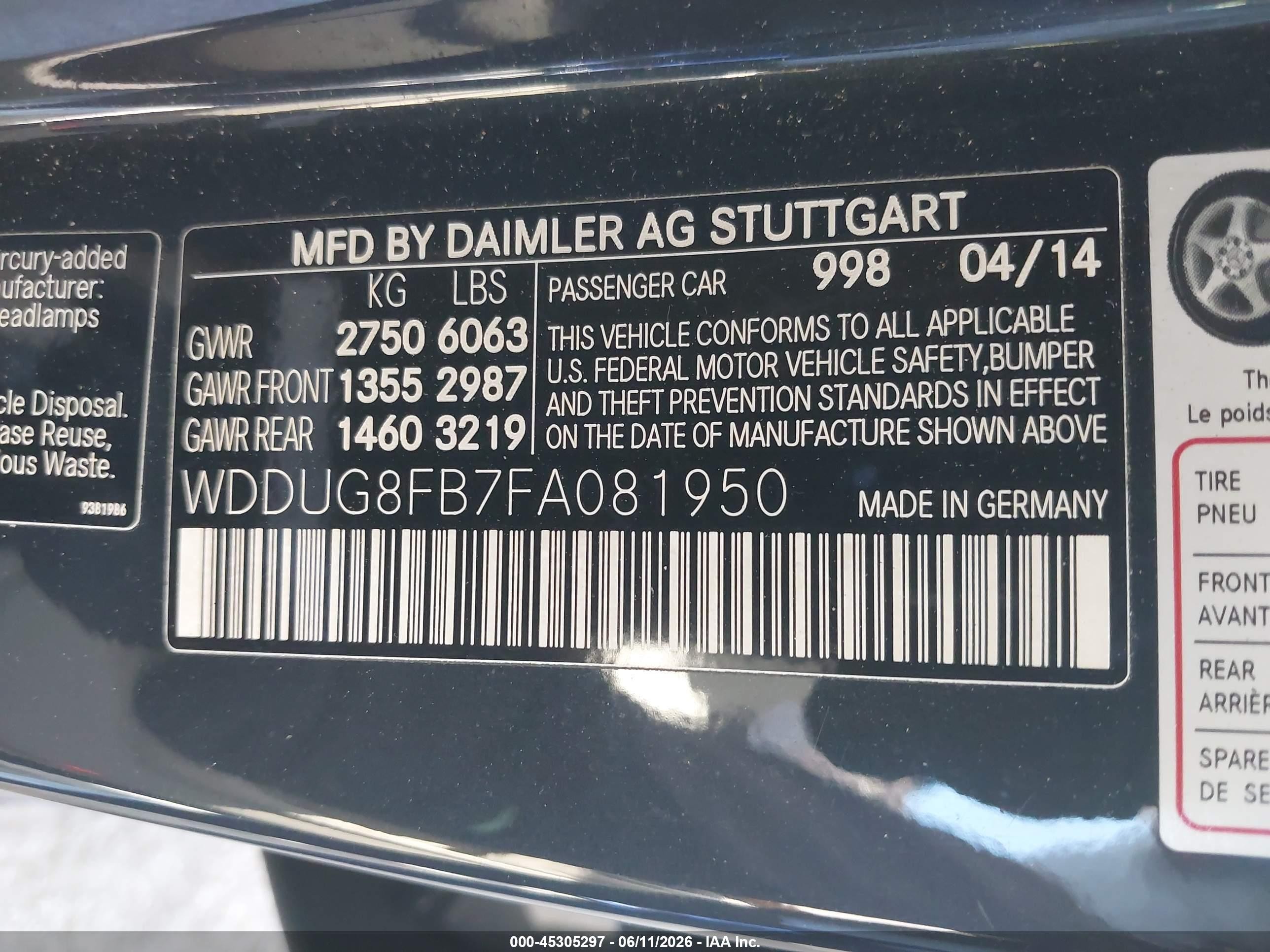 2015 Mercedes-benz S 550 4matic Blue vin: WDDUG8FB7FA081950