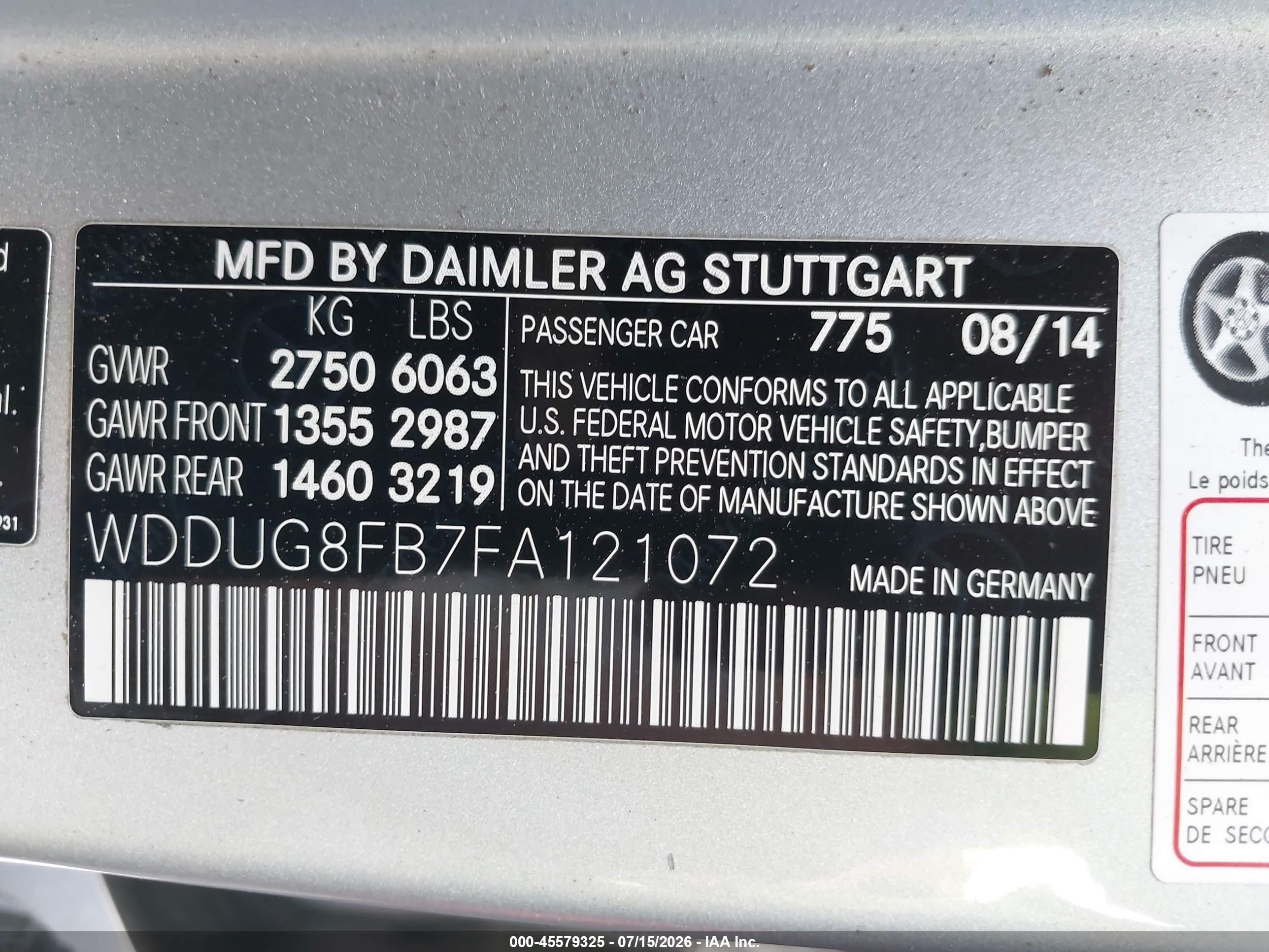2015 Mercedes-benz S 550 4matic Серебряный vin: WDDUG8FB7FA121072